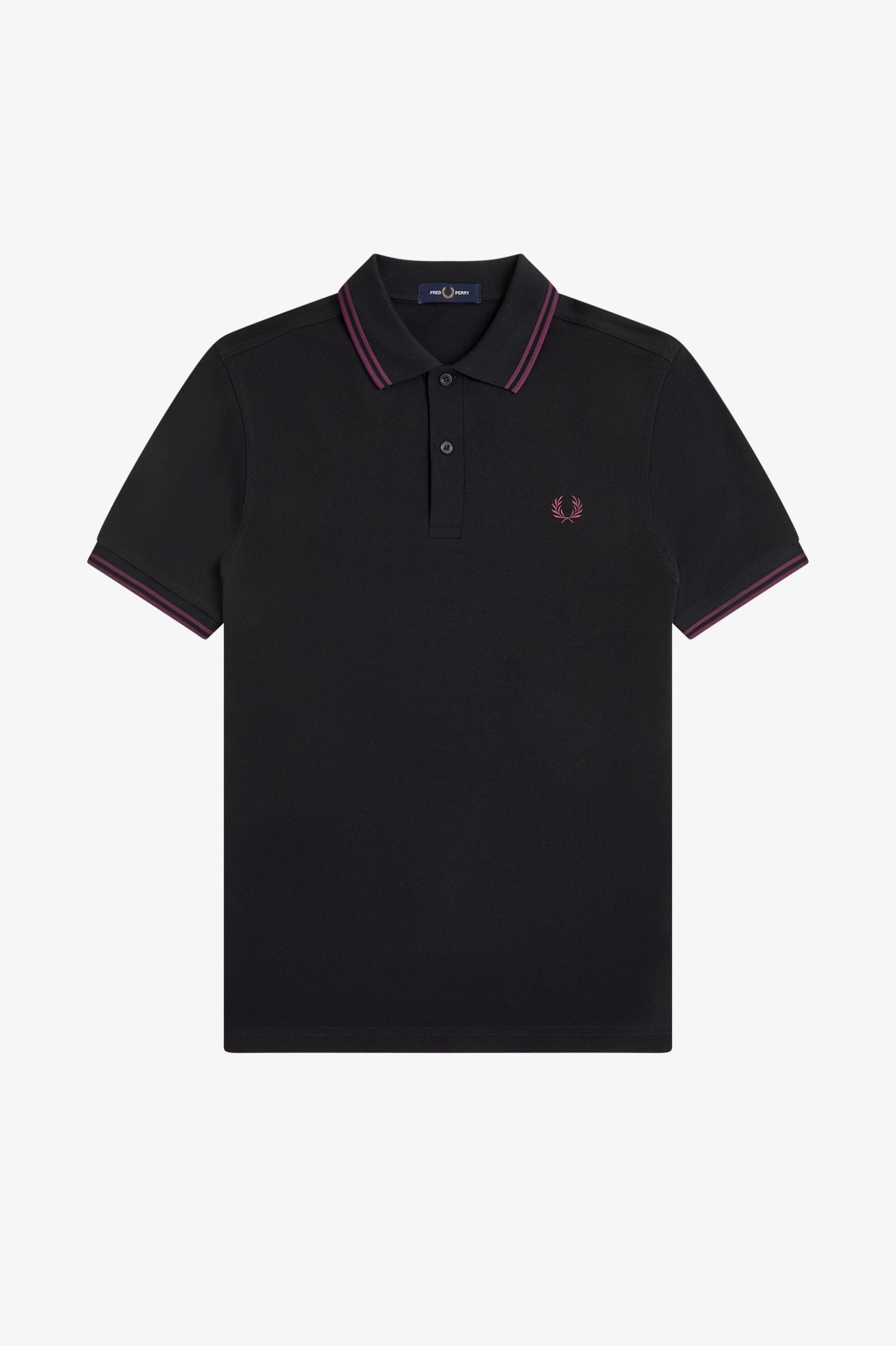 Fred Perry M3600 Twin Tipped Polo Shirt (Black/Plum/Plum)