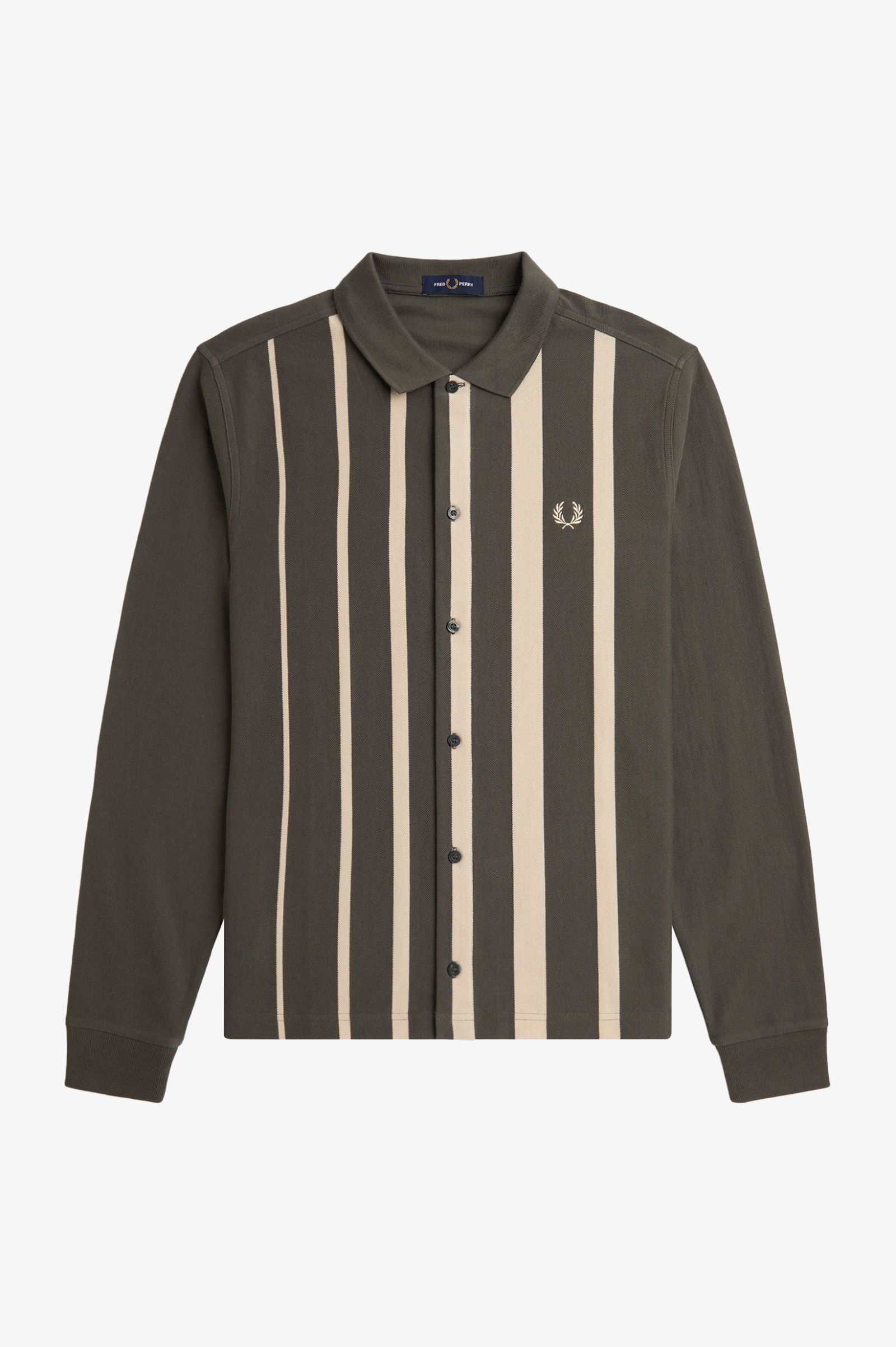 Fred Perry Gradient Stripe Long Sleeve Polo Shirt in Field Green 