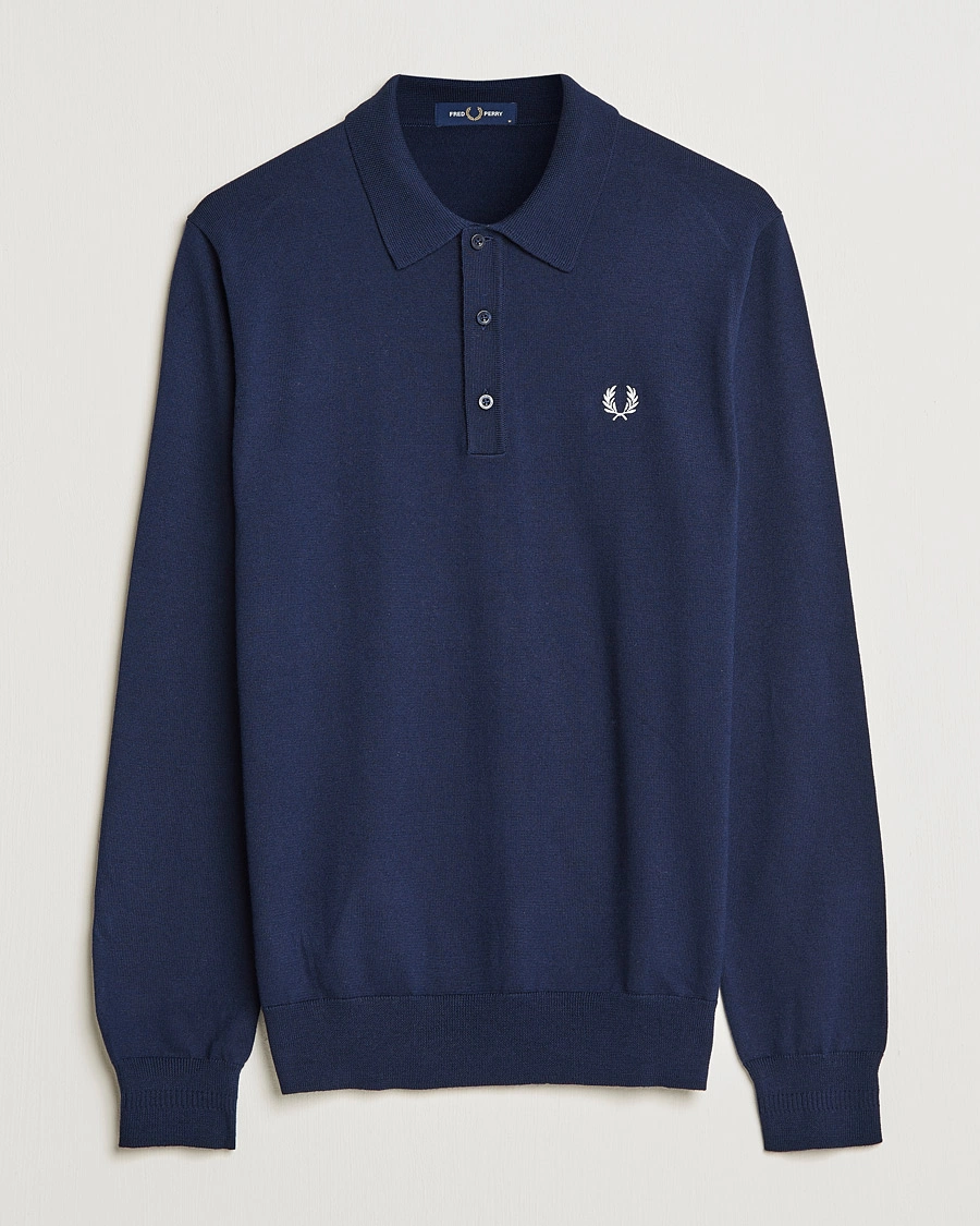 Fred Perry Classic Knitted Poloshirt Longsleeve in Navy