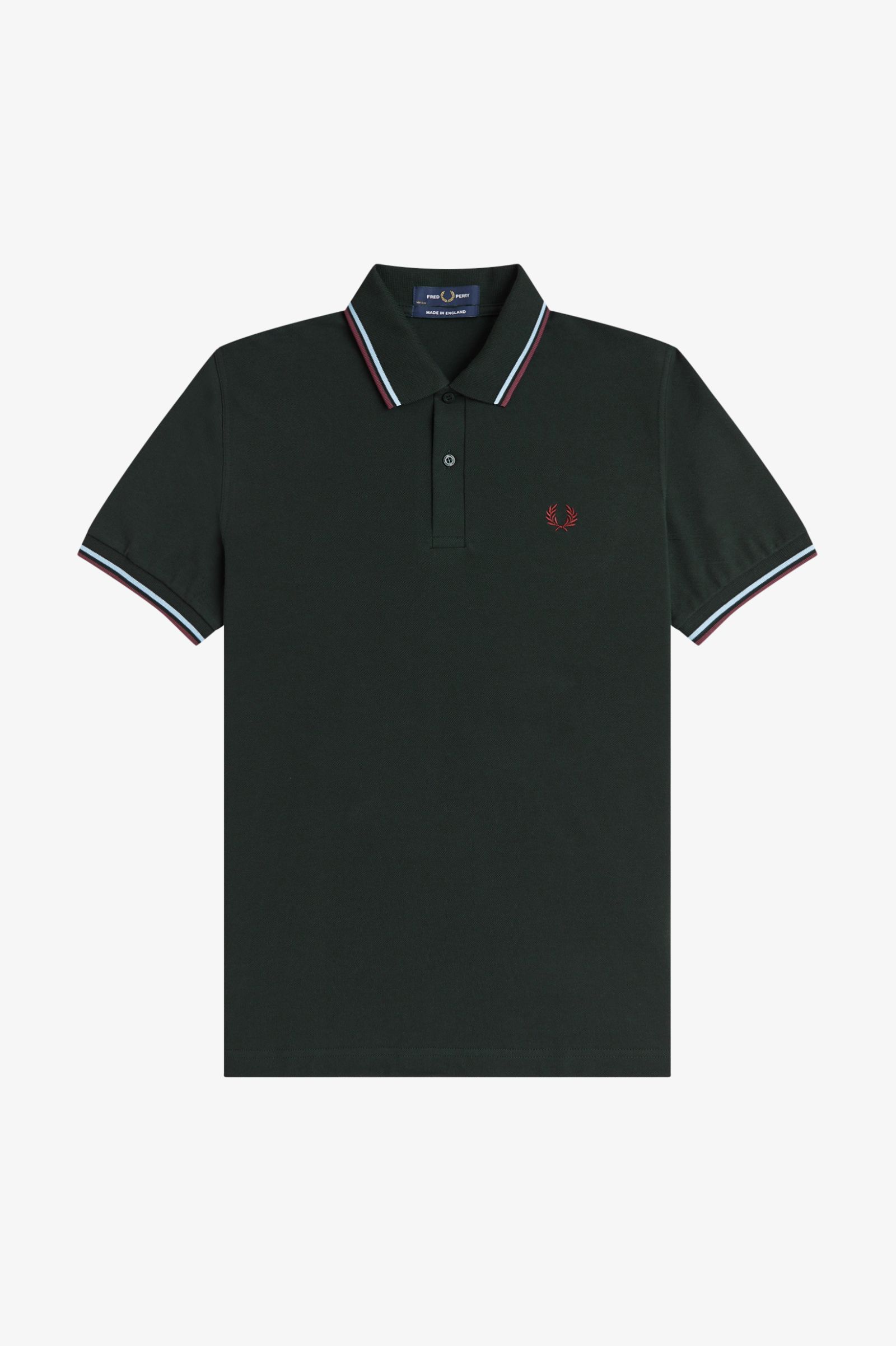  Fred Perry Made in England M12 Poloshirt (Nightgreen/Ice/Oxblood)