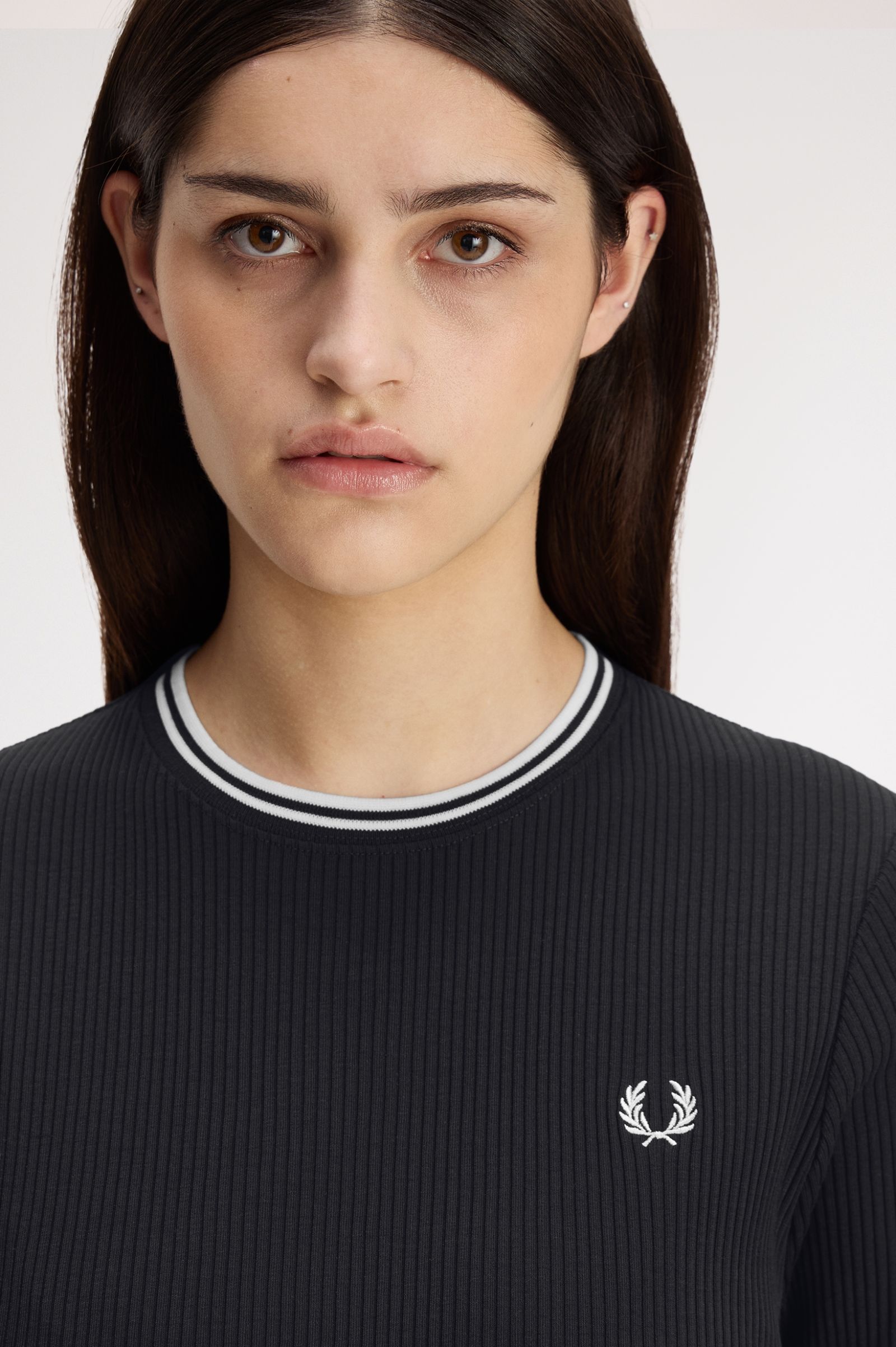 Fred Perry Twin Tipped Ribbed T-Shirt (Black)