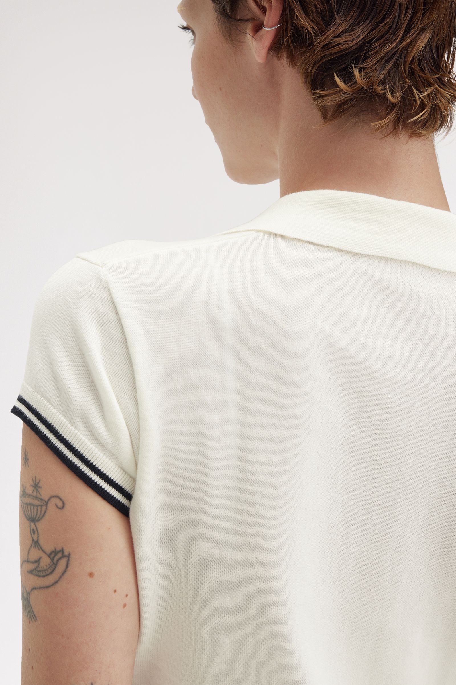 Fred Perry Amy Winehouse Pocket Detail Knitted Shirt in Light Ecru 