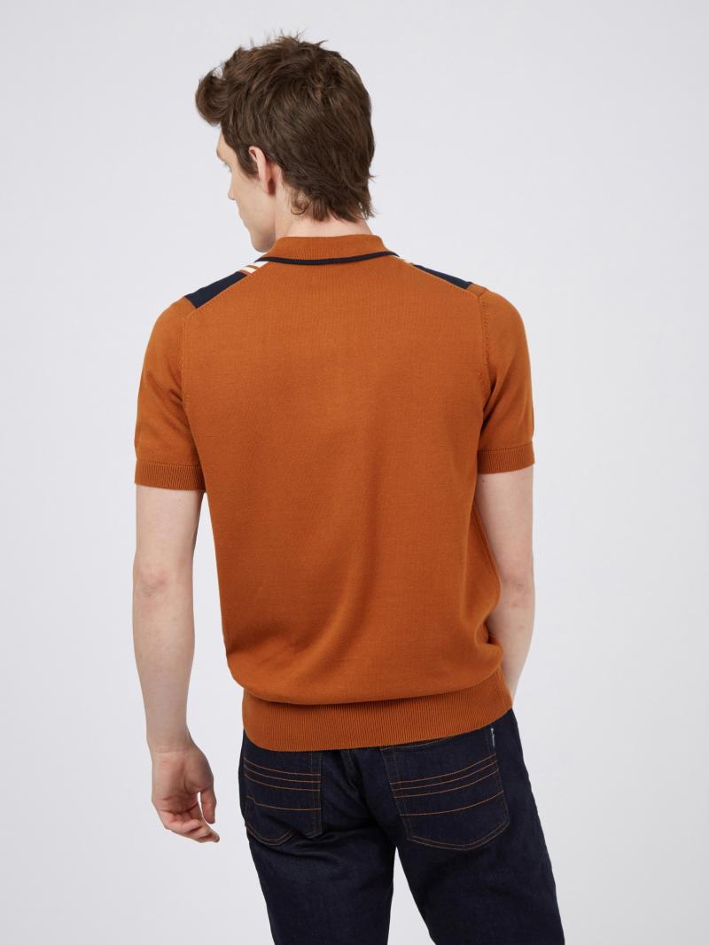 Ben Sherman Mod Stripe SS  Herren Polo Shirt in Caramel 