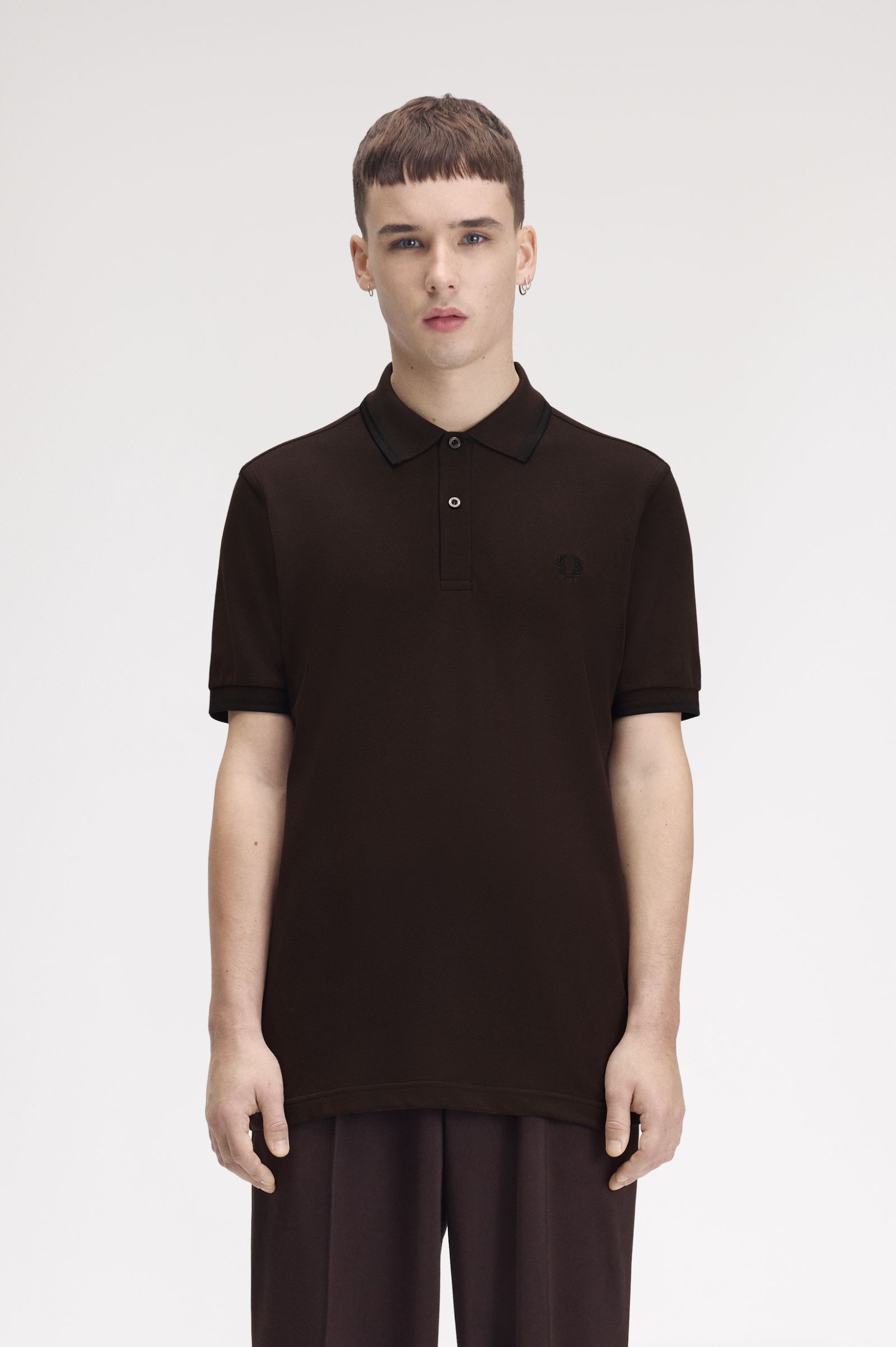 Fred Perry M3600 Twin Tipped Polo Shirt (Rich Brown/Black)