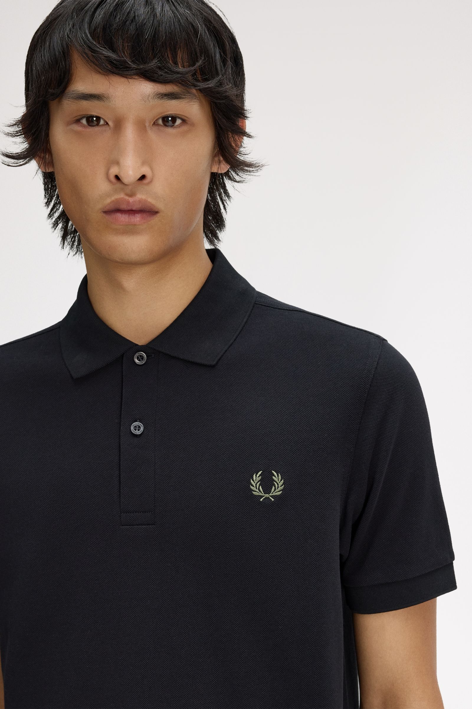 Fred Perry M6000 Polo Shirt (Black/Laurel Wreath Green)