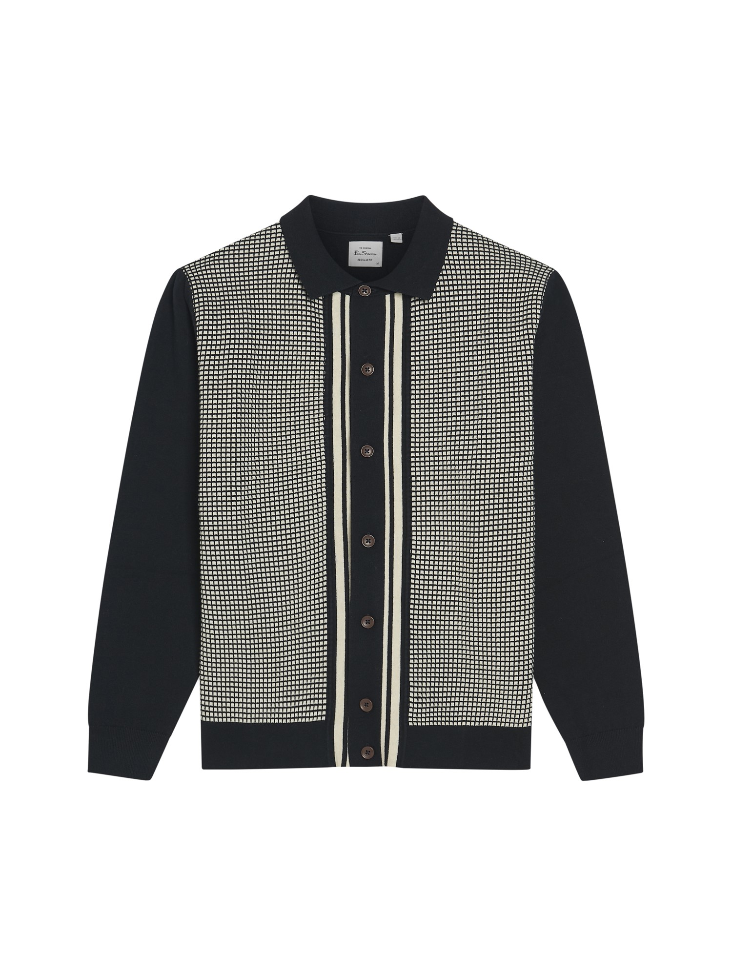 Ben Sherman Bicoloured Button Through Polo (Black)