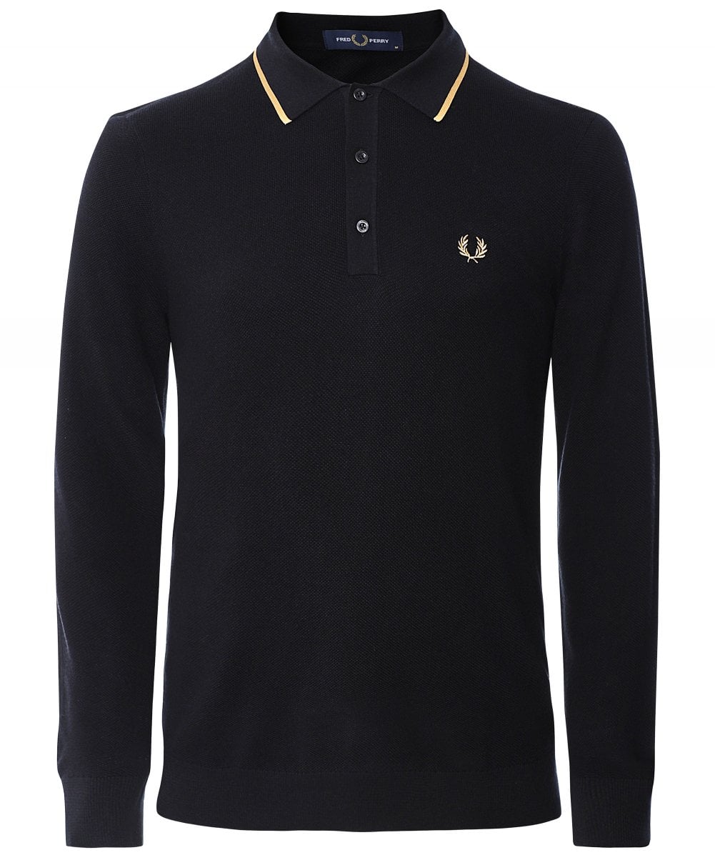Fred Perry Tipped Knitted Shirt Black K9550-L