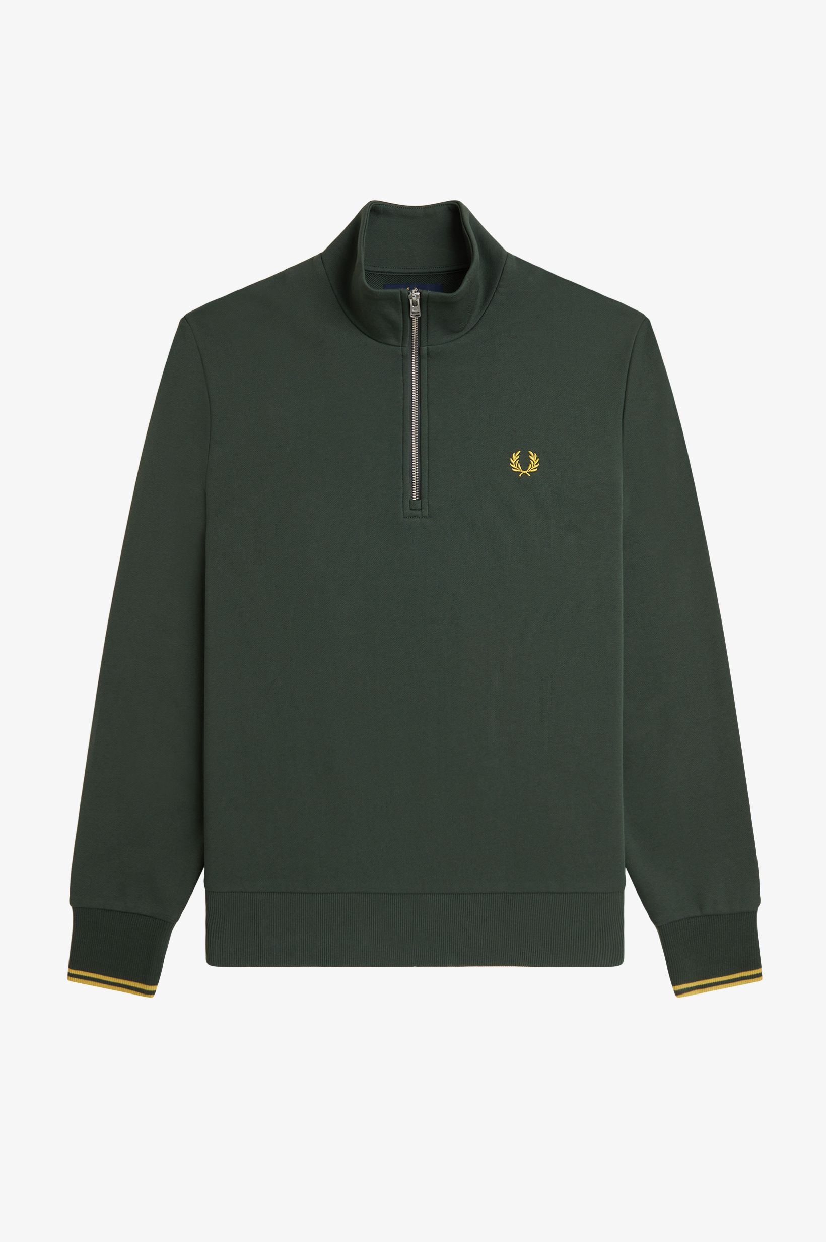 Fred Perry Half Zip Sweatshirt in Courtgreen