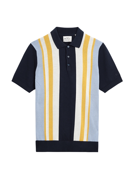 Ben Sherman Short Sleeve Vertical Stripe Polo (Dark Navy)