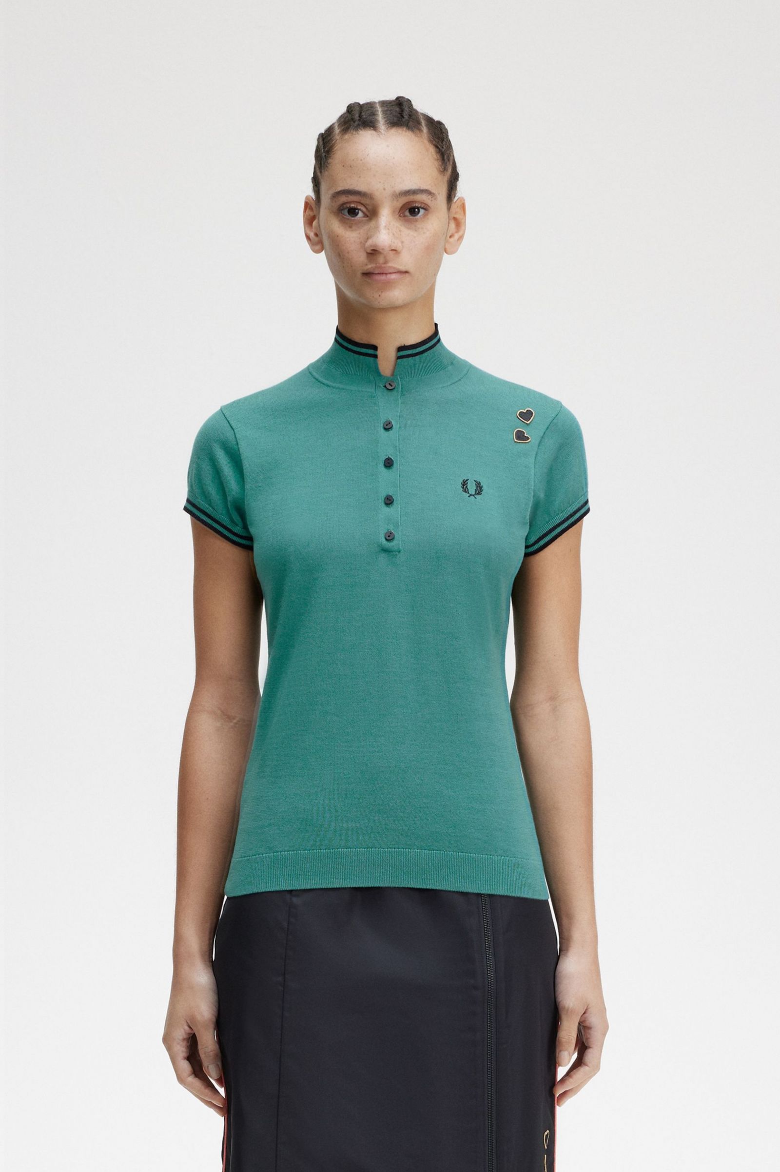 Fred Perry Amy Winehouse Knitte Shirt in Deep Mint