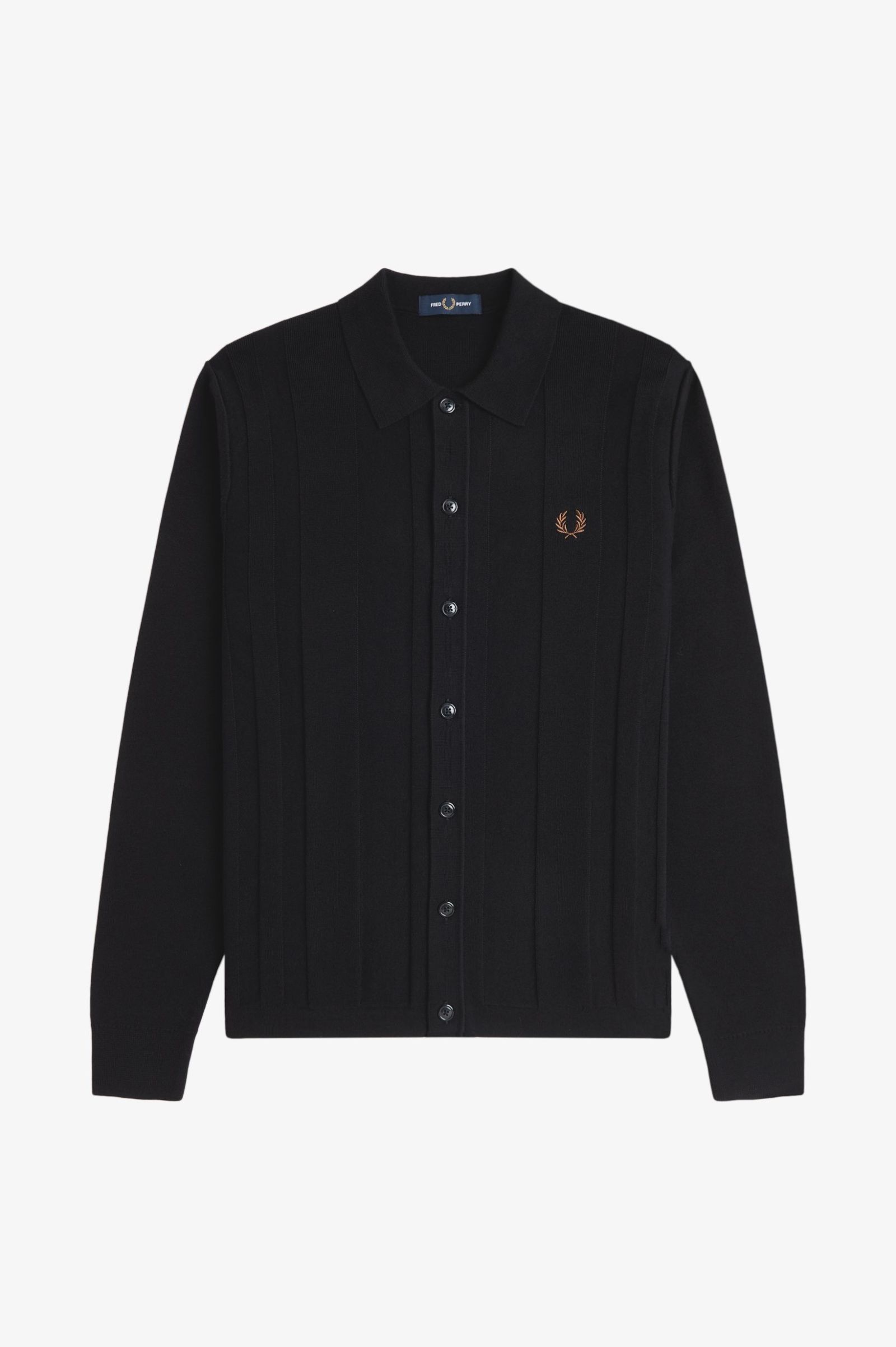 Fred Perry Button Through Knitted Shirt (Black)