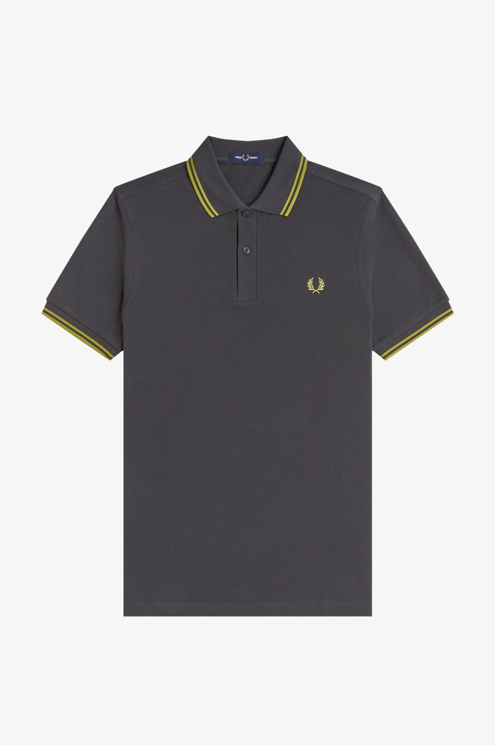 Fred Perry M3600 Twin Tipped Polo Shirt (Anchorgrey/Tennisball Yellow) 