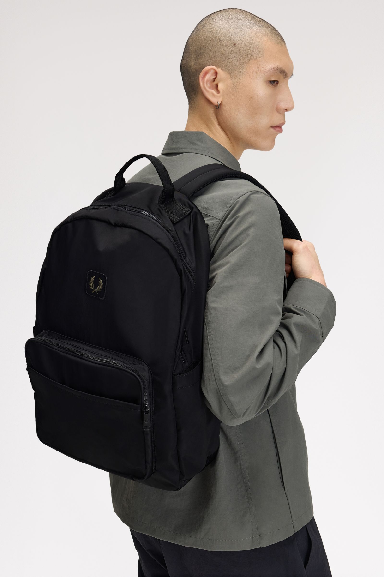 Fred Perry Crinkle Nylon Backpack (Black)