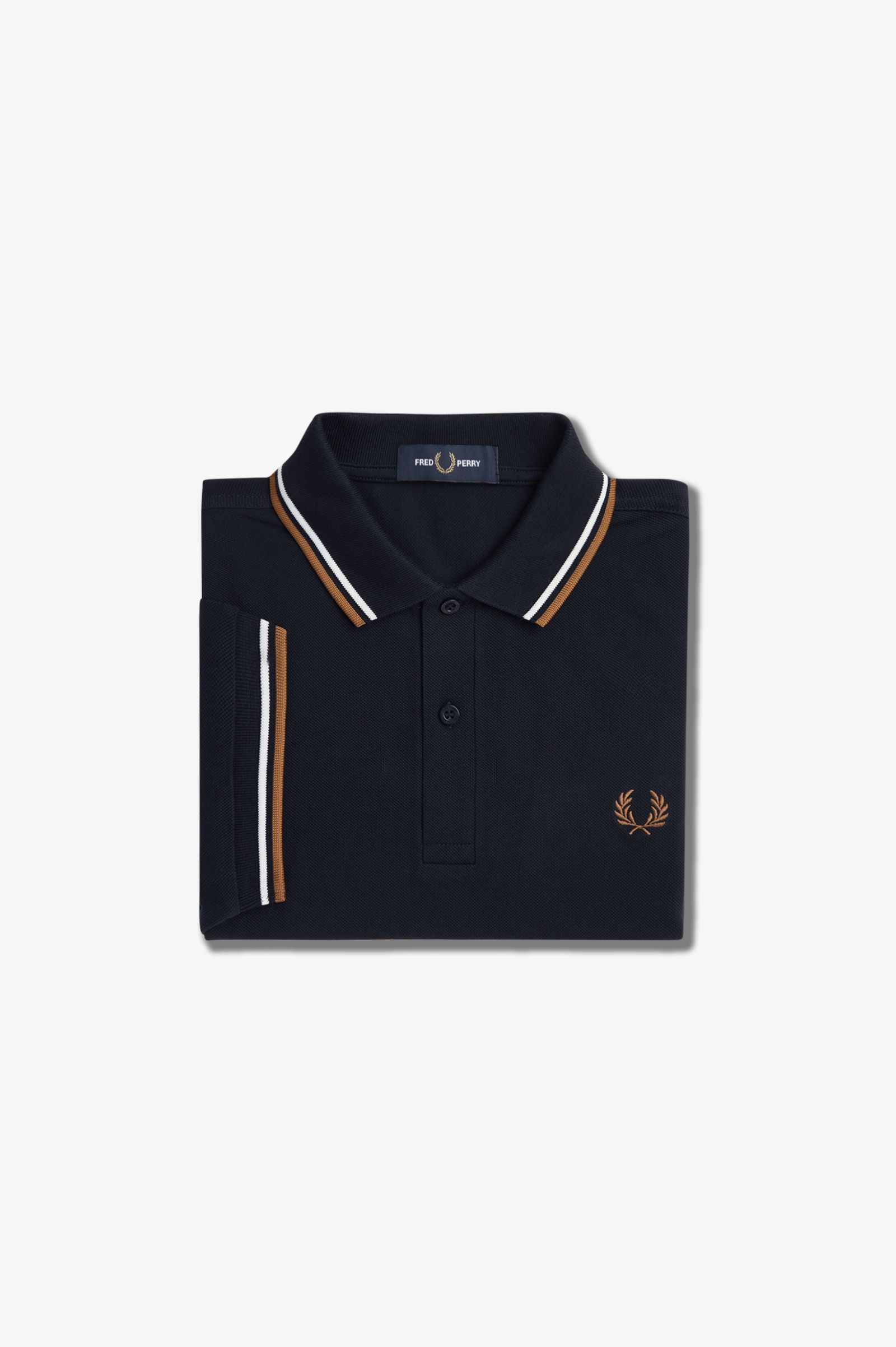 Fred Perry Twin Tipped Shirt in Navy / Snow White / Shaded Stone