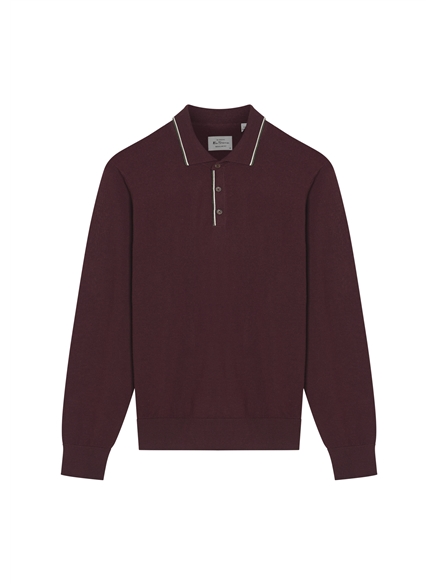 Ben Sherman Tipped Merino Polo (Dark Wine)