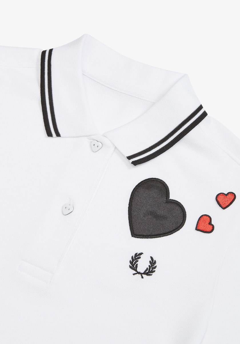 Fred Perry Amy Winehouse Heart Detail Piqué Shirt White-10