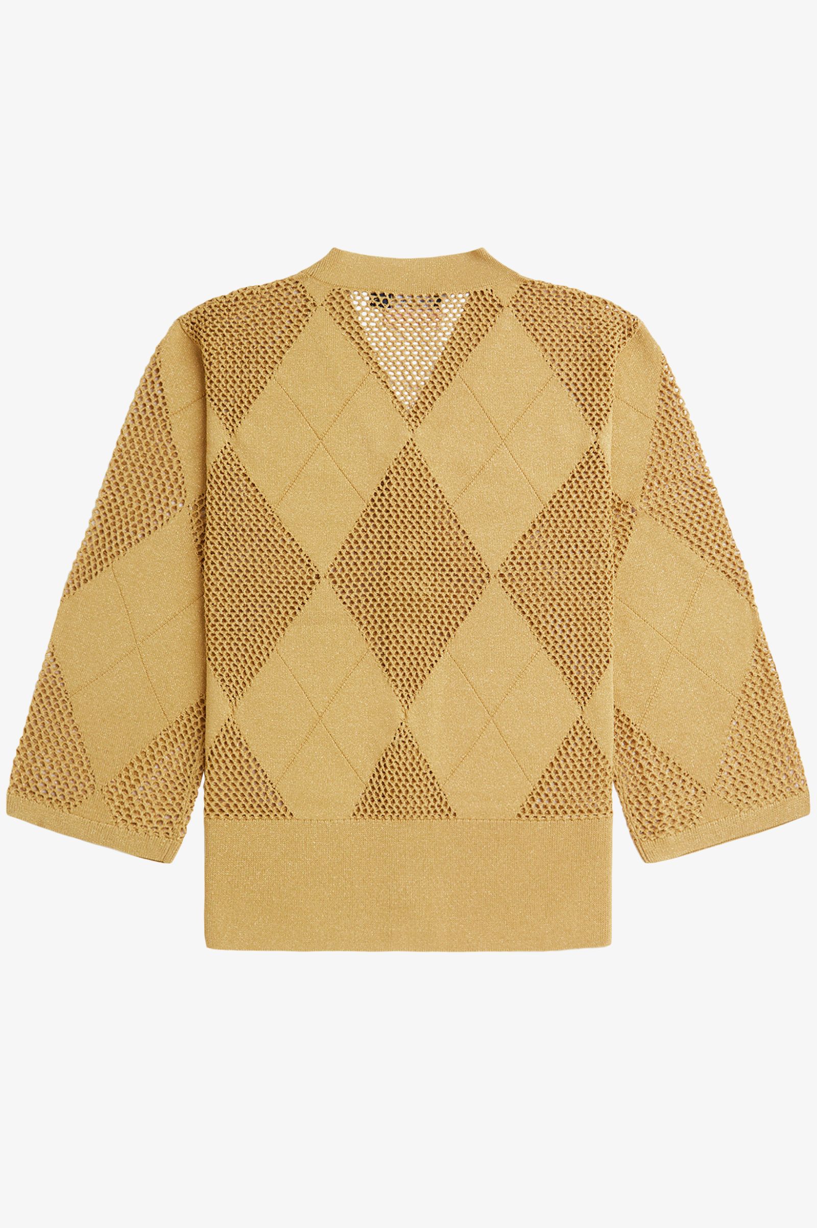 Fred Perry Argyle Knitted Cardigan in Gold