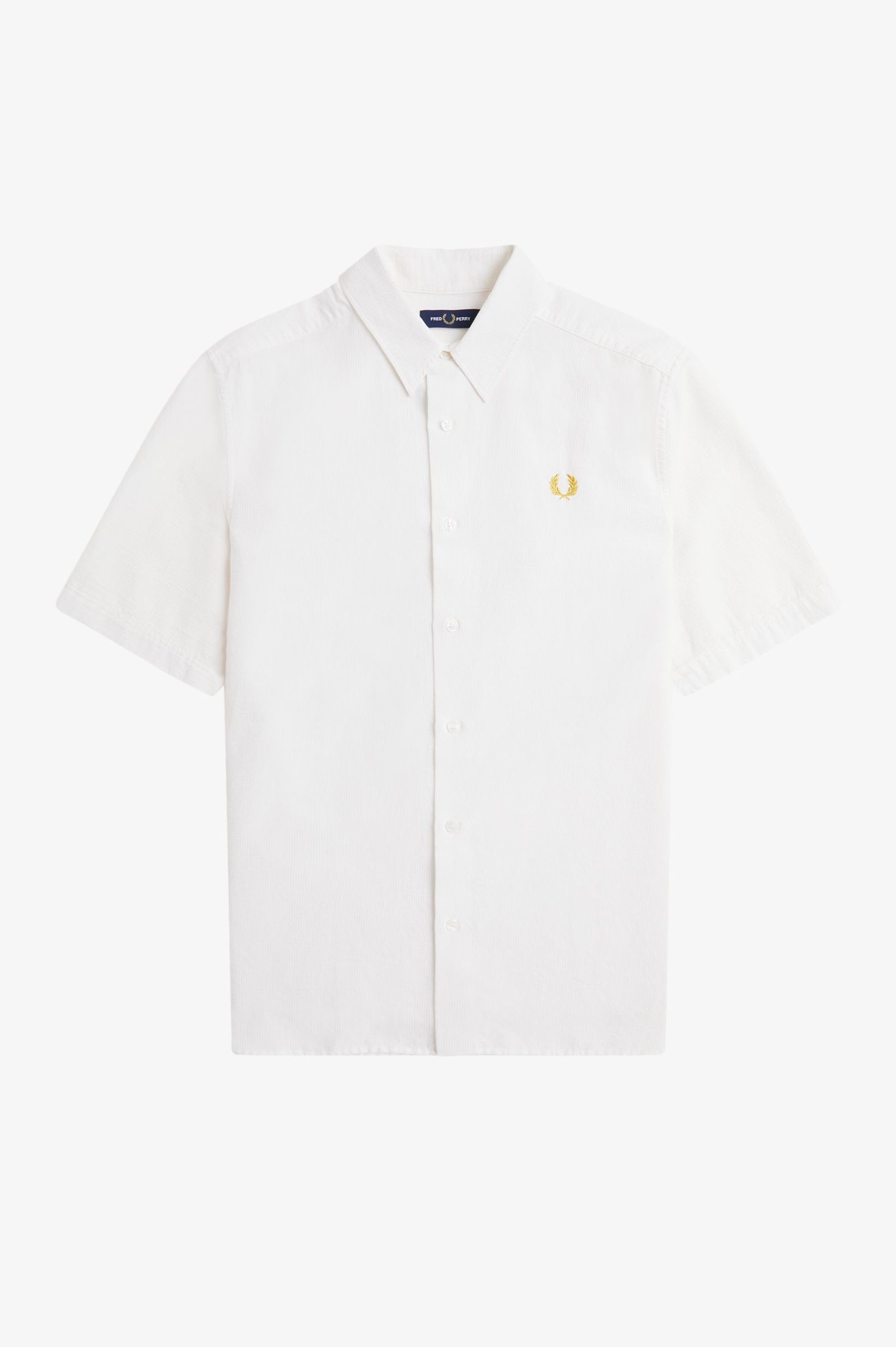 Fred Perry Textured Seersucker Shirt in Snowwhite 