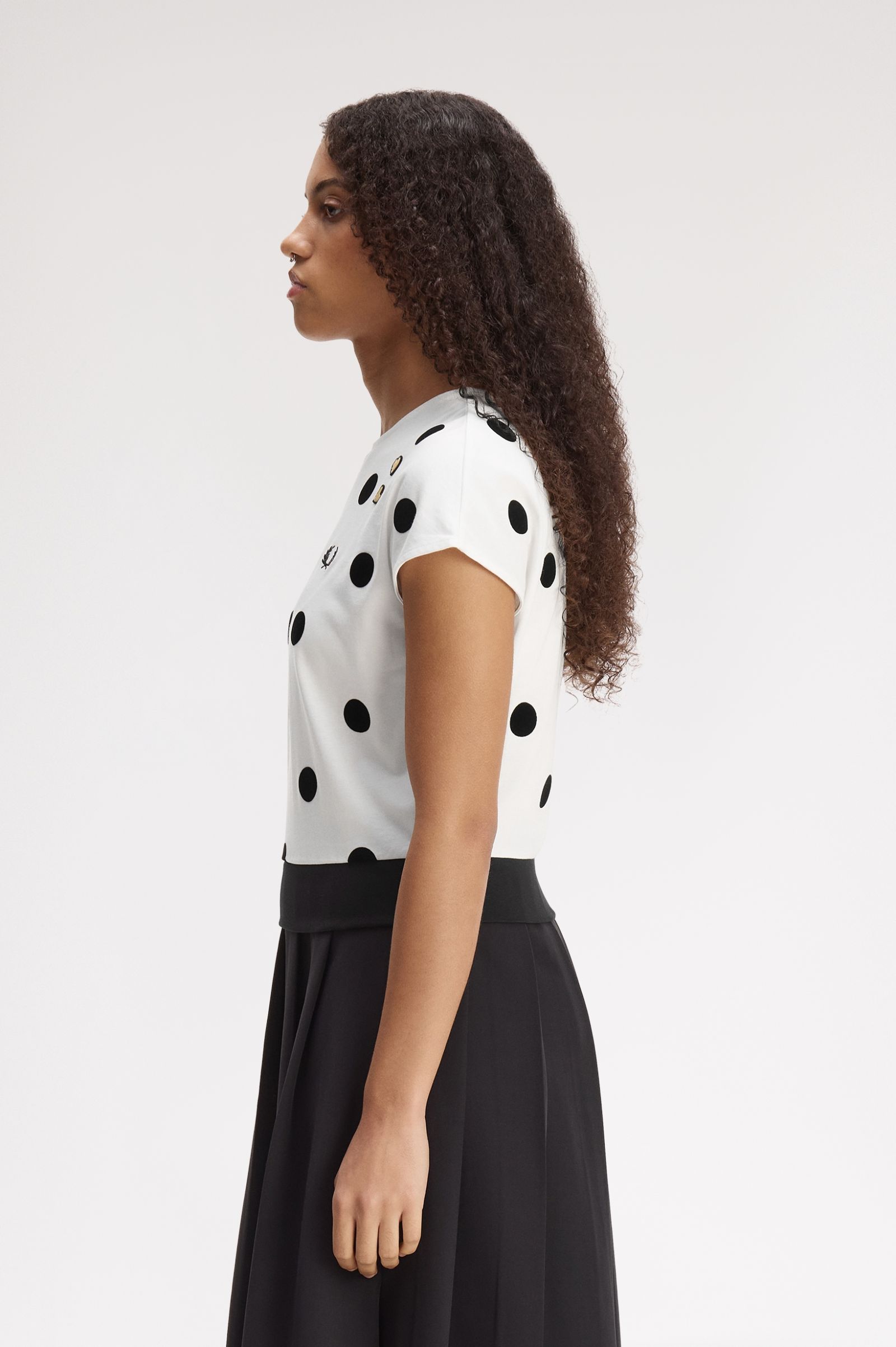 Fred Perry Amy Winehouse Flocked Polka Dot Top (Snow White)