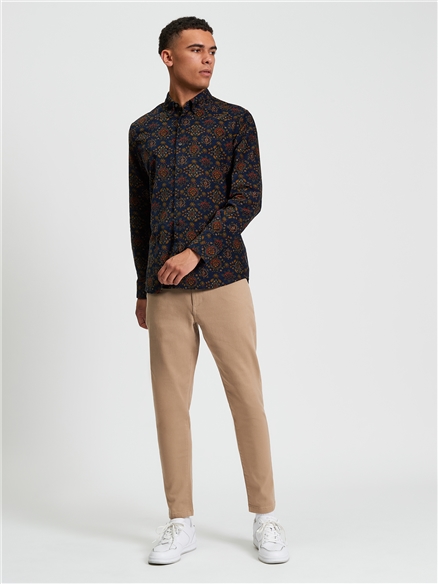 Ben Sherman Foulard Print Cord  Shirt (Khaki)