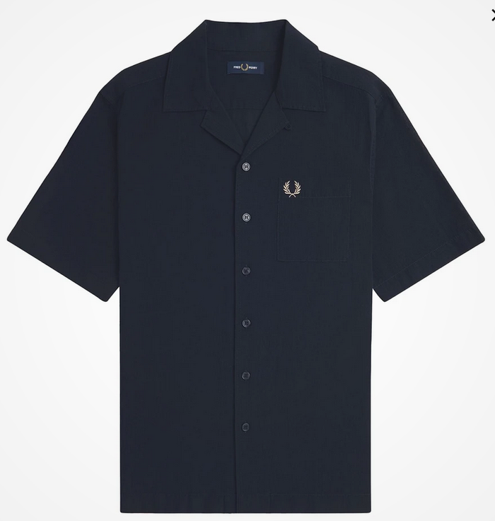 Fred Perry Lghtweight Texture Revere Col in Navy