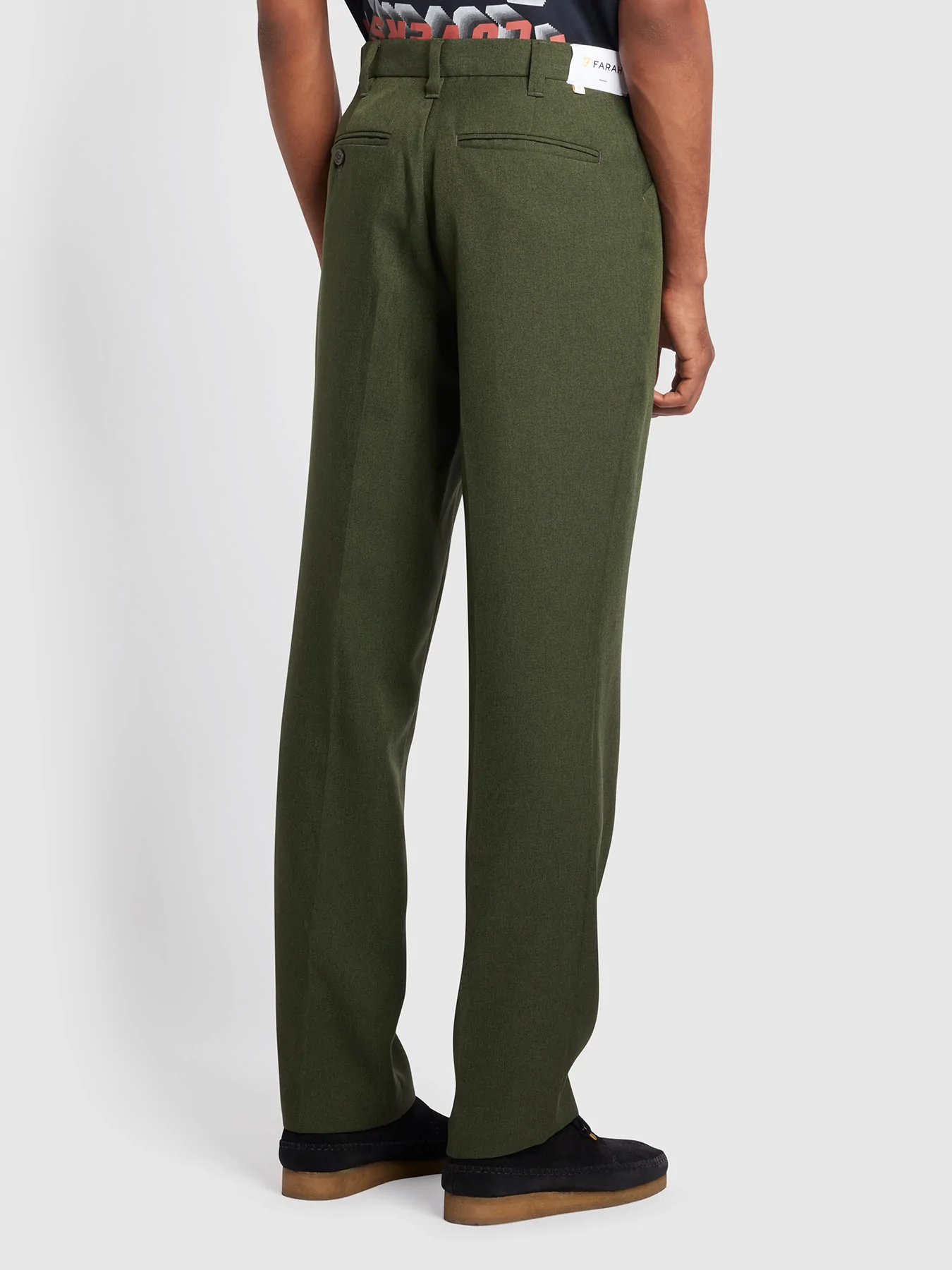Farah Ladbroke Hopsack Trousers In Archive Olive Green Marl 