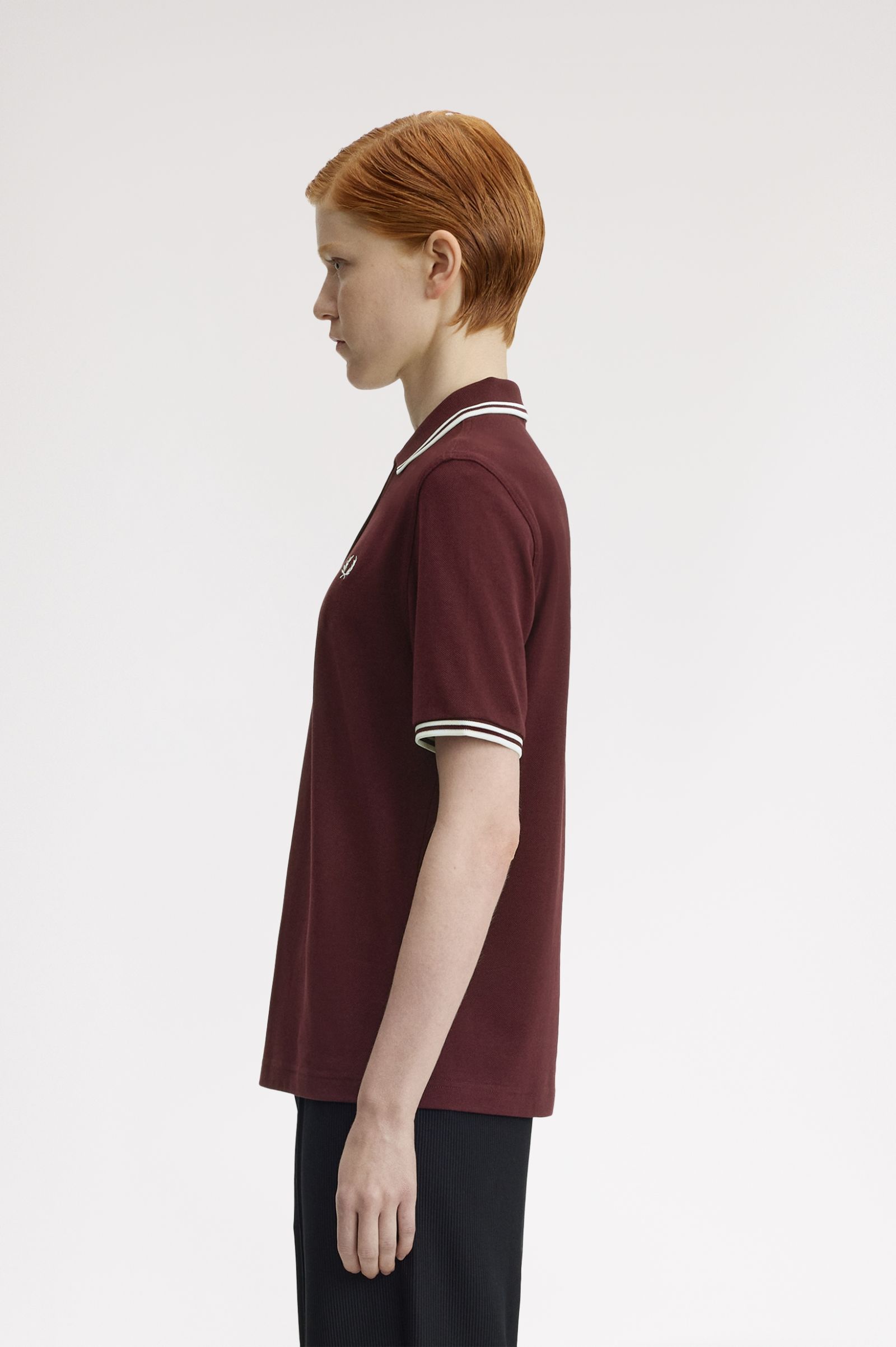 Fred Perry Damen Twin Tipped Polo Shirt (Oxblood)