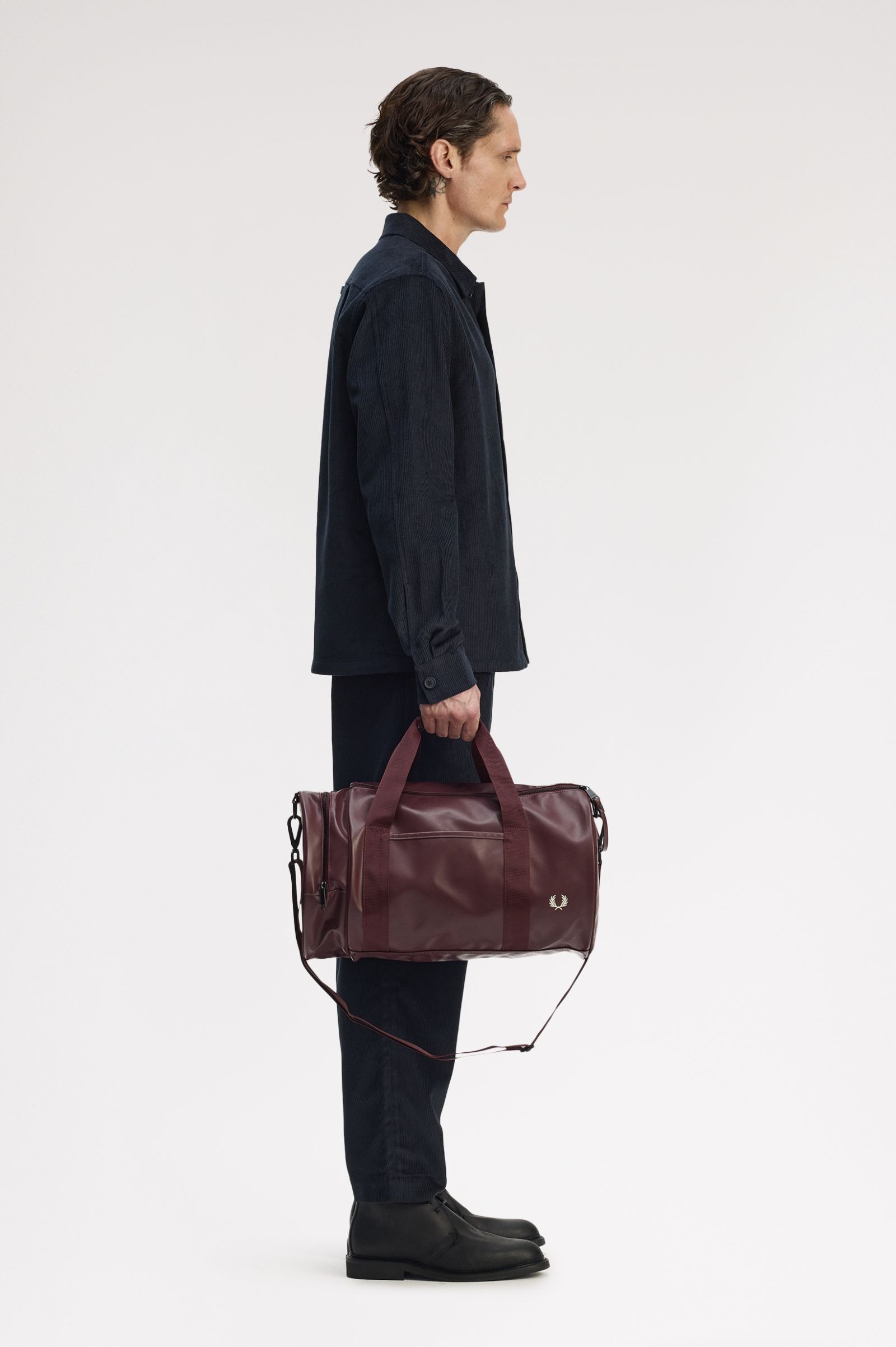 Fred Perry Tonal Classic Barrel Bag (Oxblood)