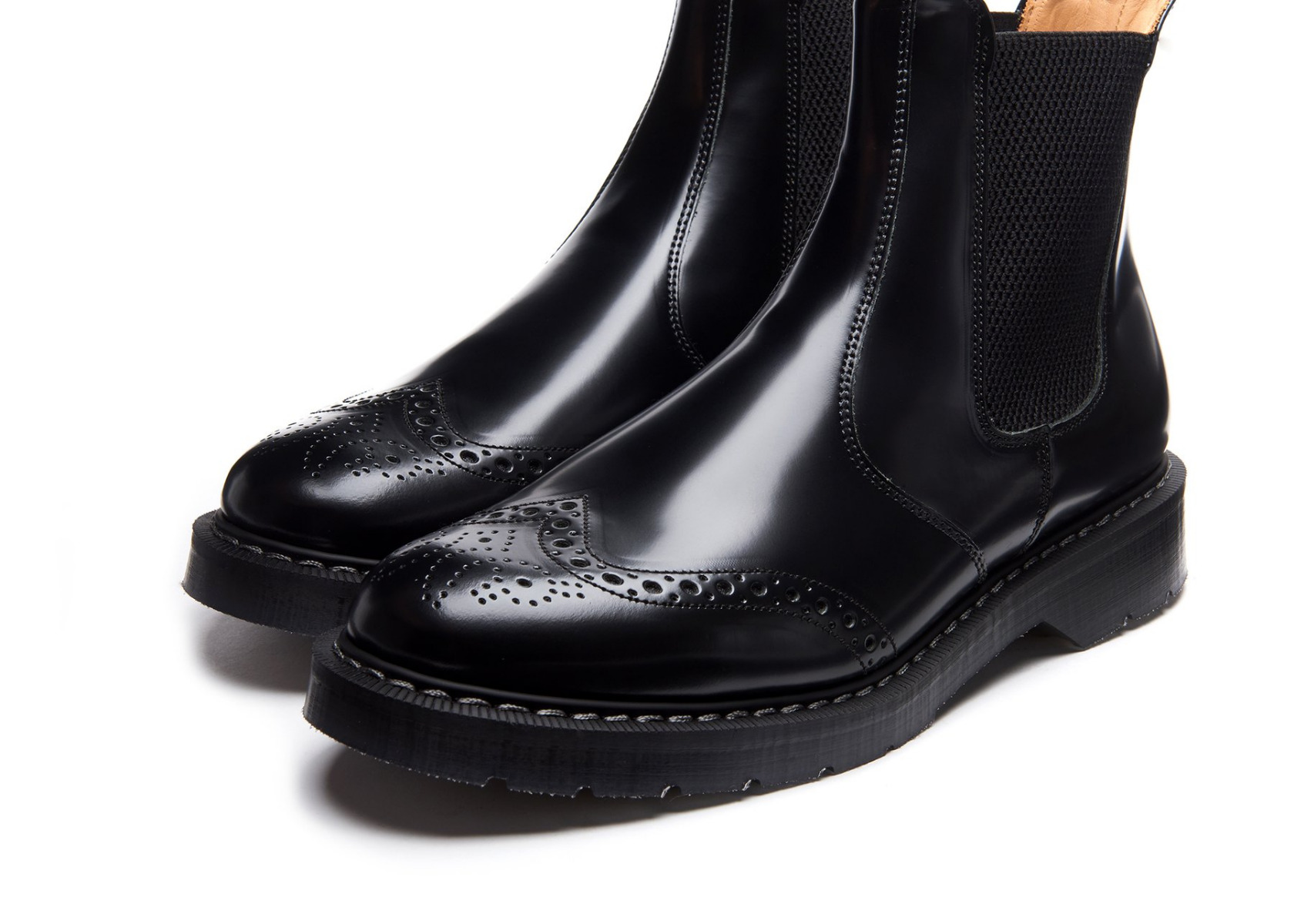 Solovair Punched Dealer Boot Black Hi-Shine Made in England