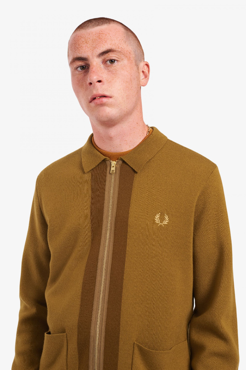 Fred Perry Cardigan Zip Dark Caramel K1523-M