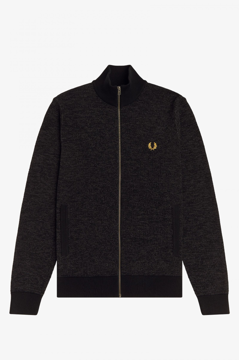 Fred Perry Textured Zip Through Cardigan Black-XL