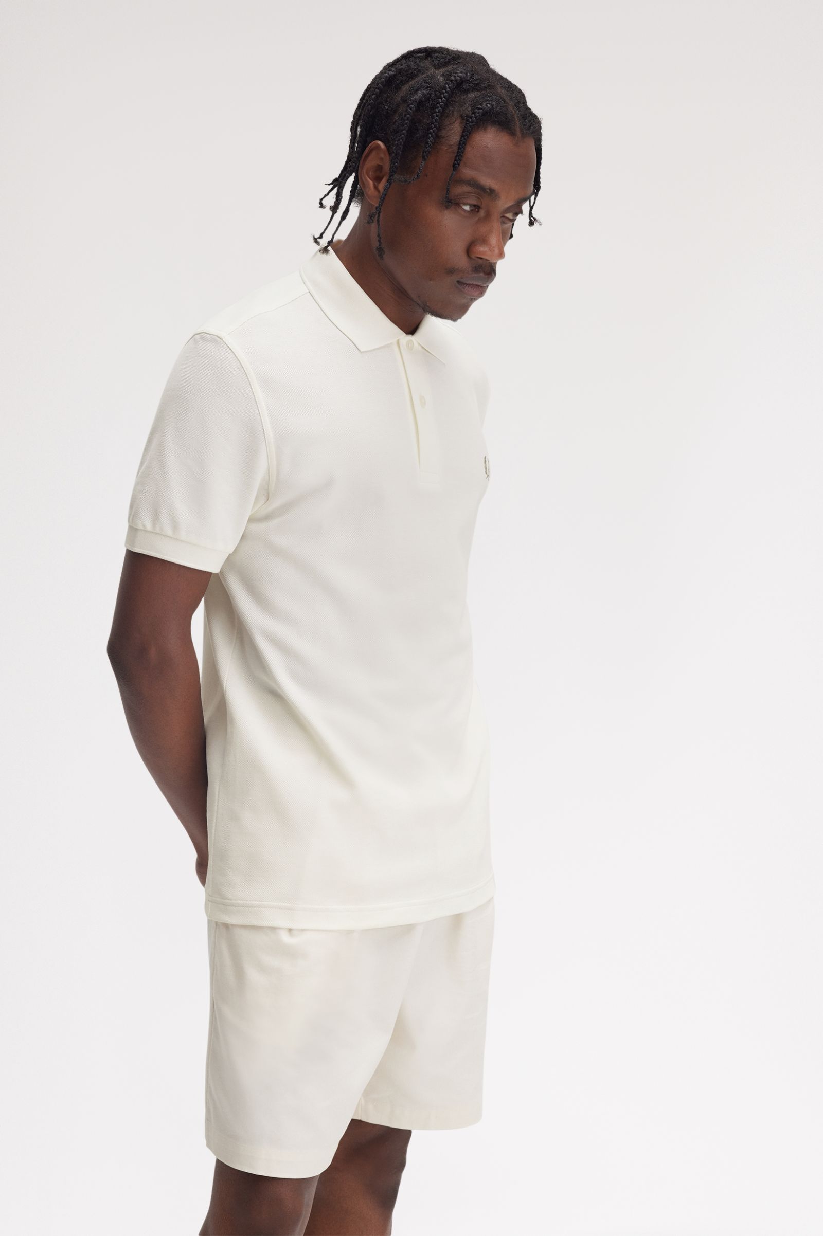 Fred Perry M6000 Shirt in Light Ecru/Olive Mint 