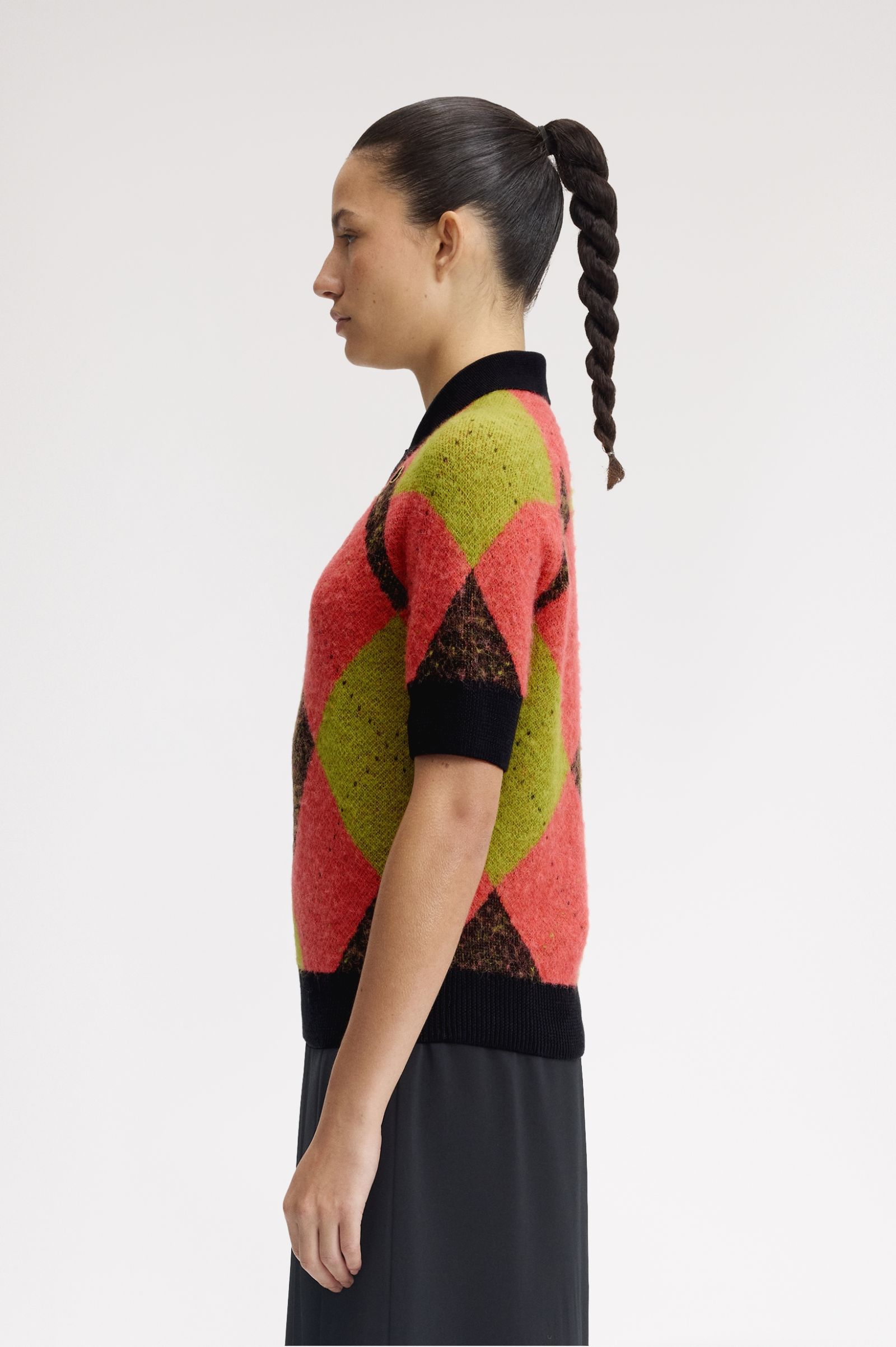 Fred Perry Brushed Argyle Knitted Shirt (Flamingo Tan)