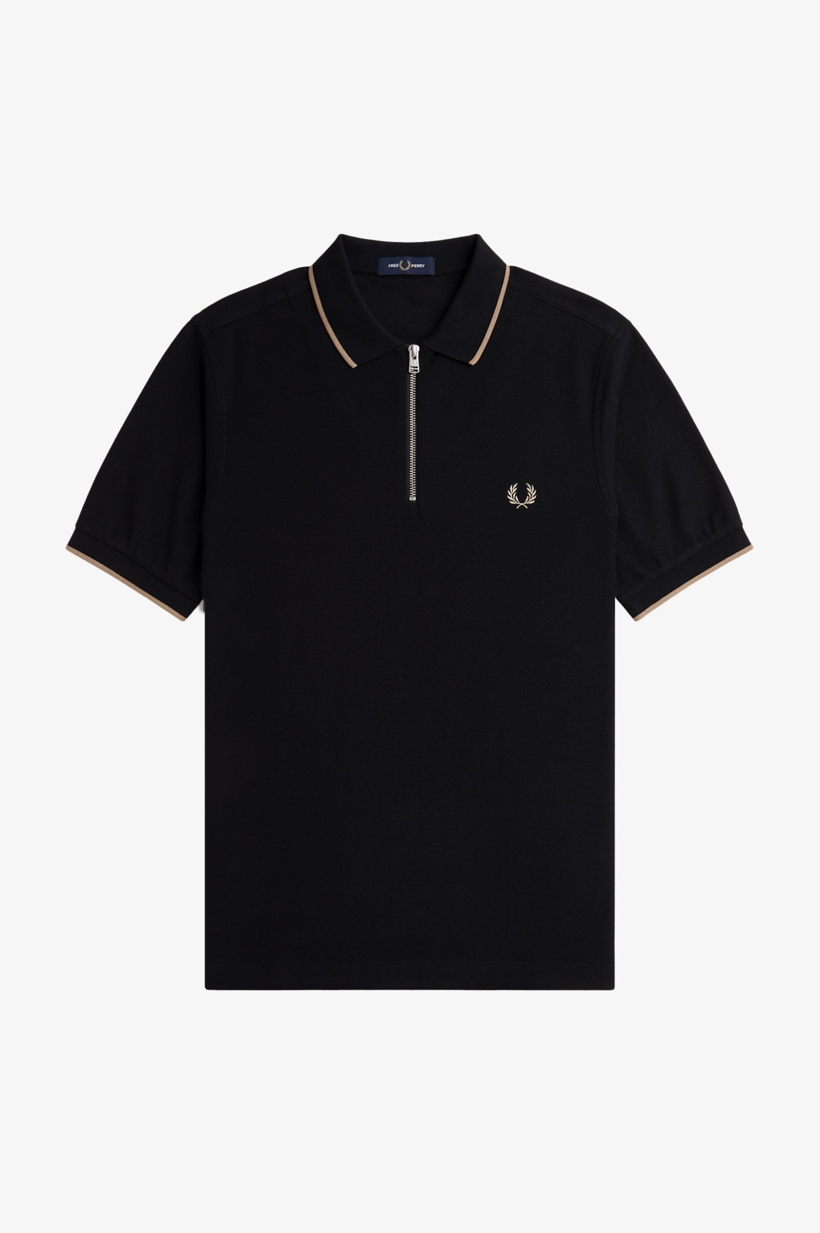 Fred Perry Crepe Pique Zip Polo in Black M7729