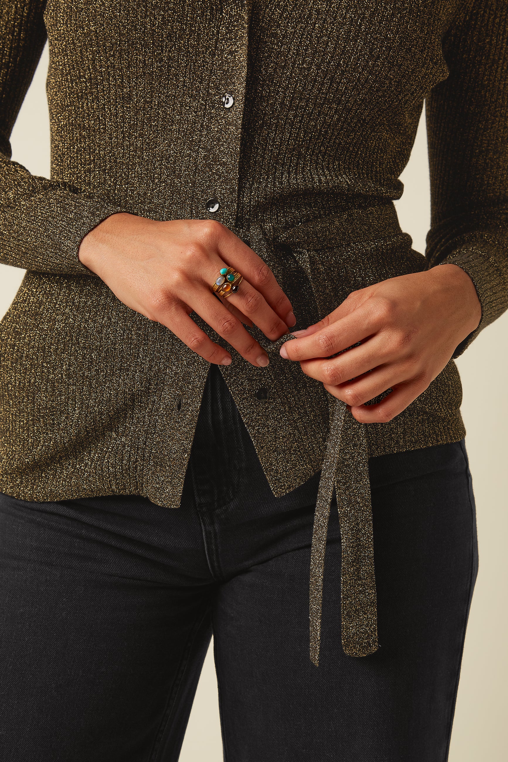 King Louie Mila Rib Cardi Fete (Gold)