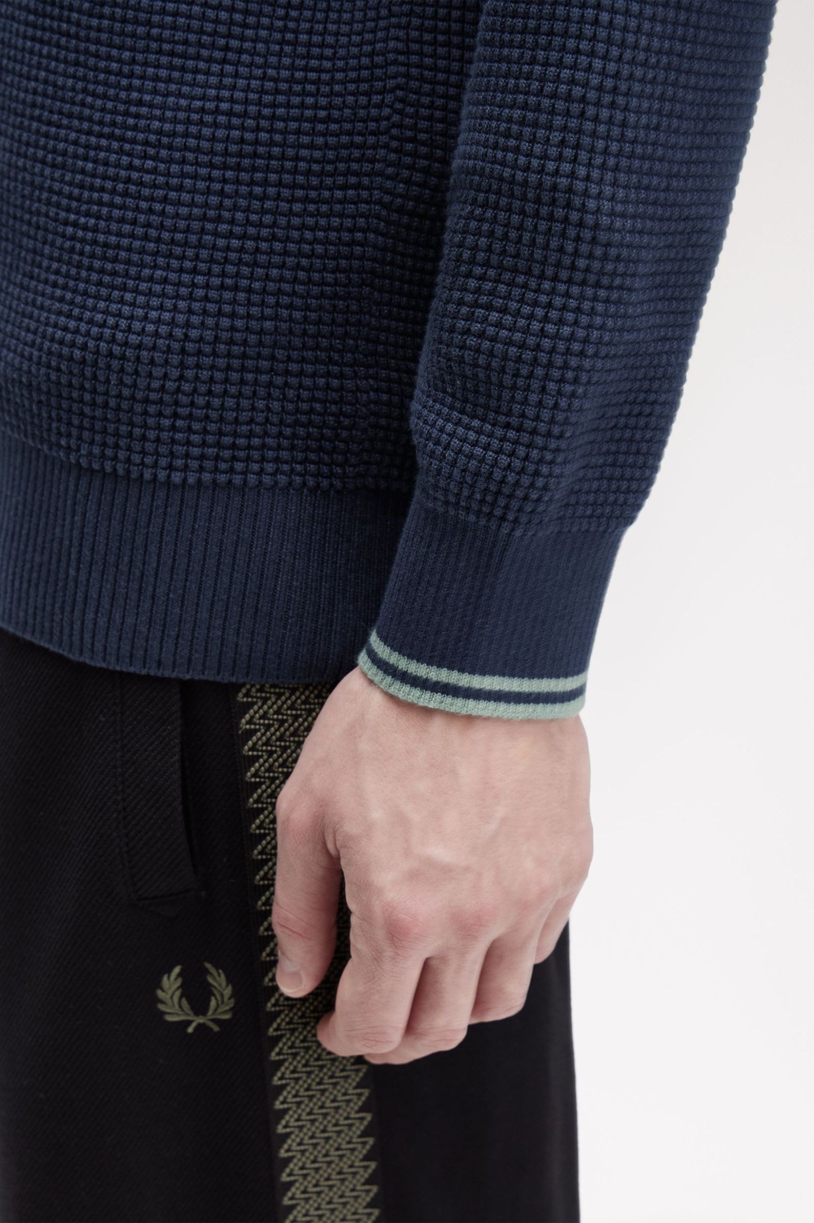 Fred Perry Waffle Stitch Half Zip Jumper (Dark Airforce)