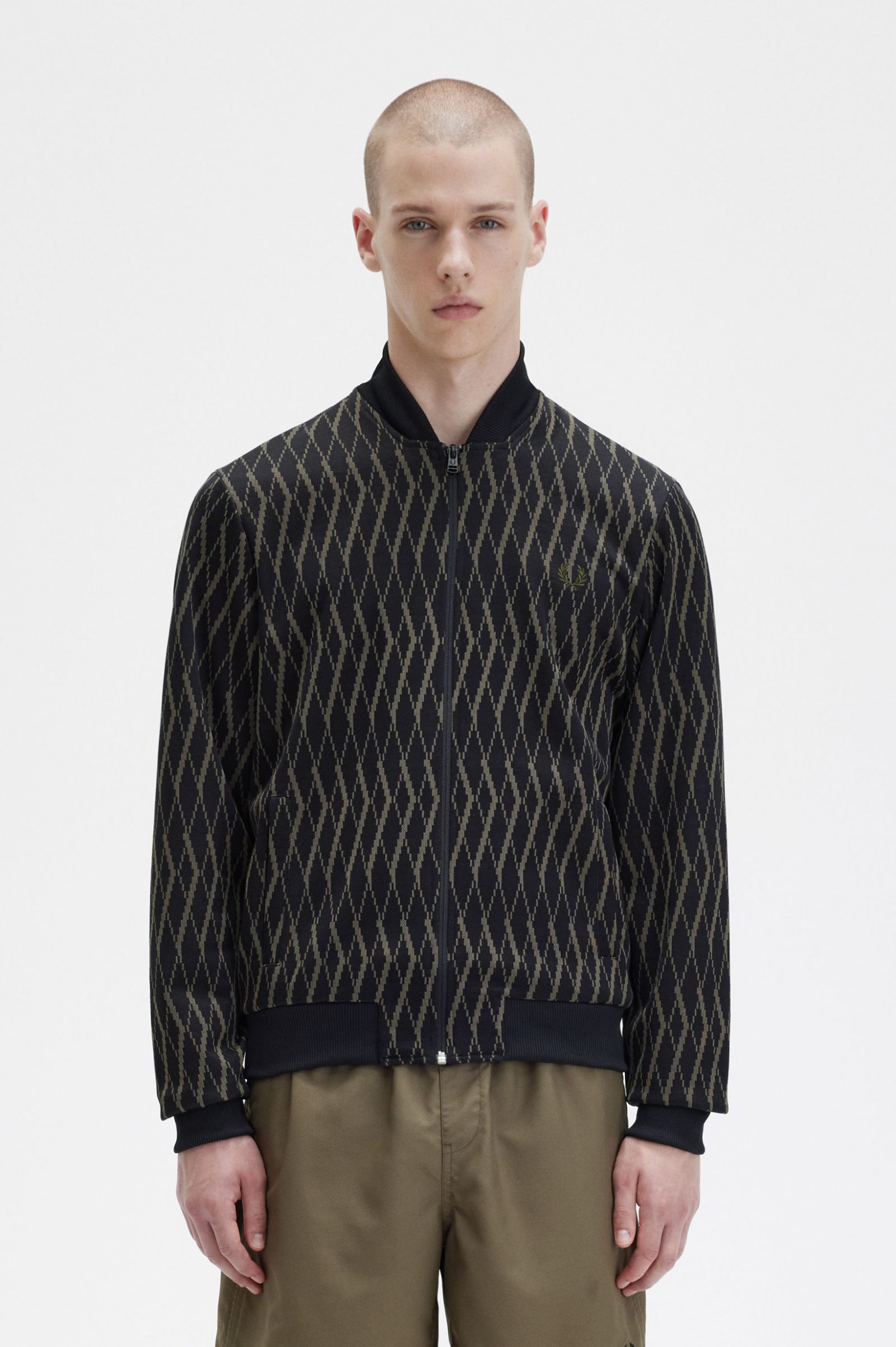 Fred Perry Trainingsjacke mit Argyle-Muster in Black