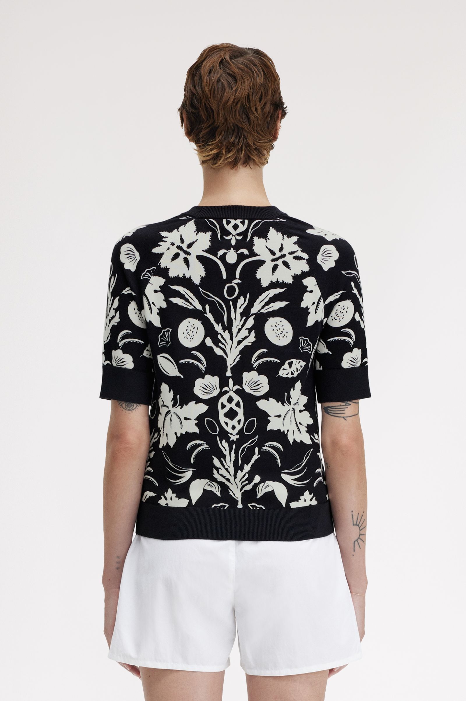 Fred Perry Amy Winehouse Printed Knitted Top in Black 