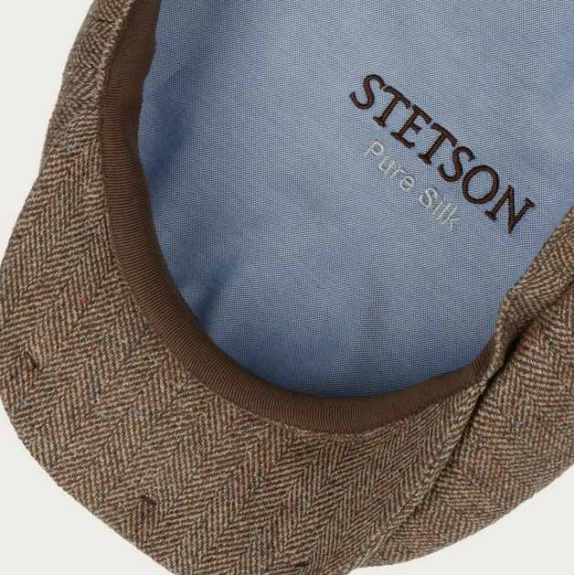 Stetson Hatteras Silk Flat Cap (Brown/Beige)