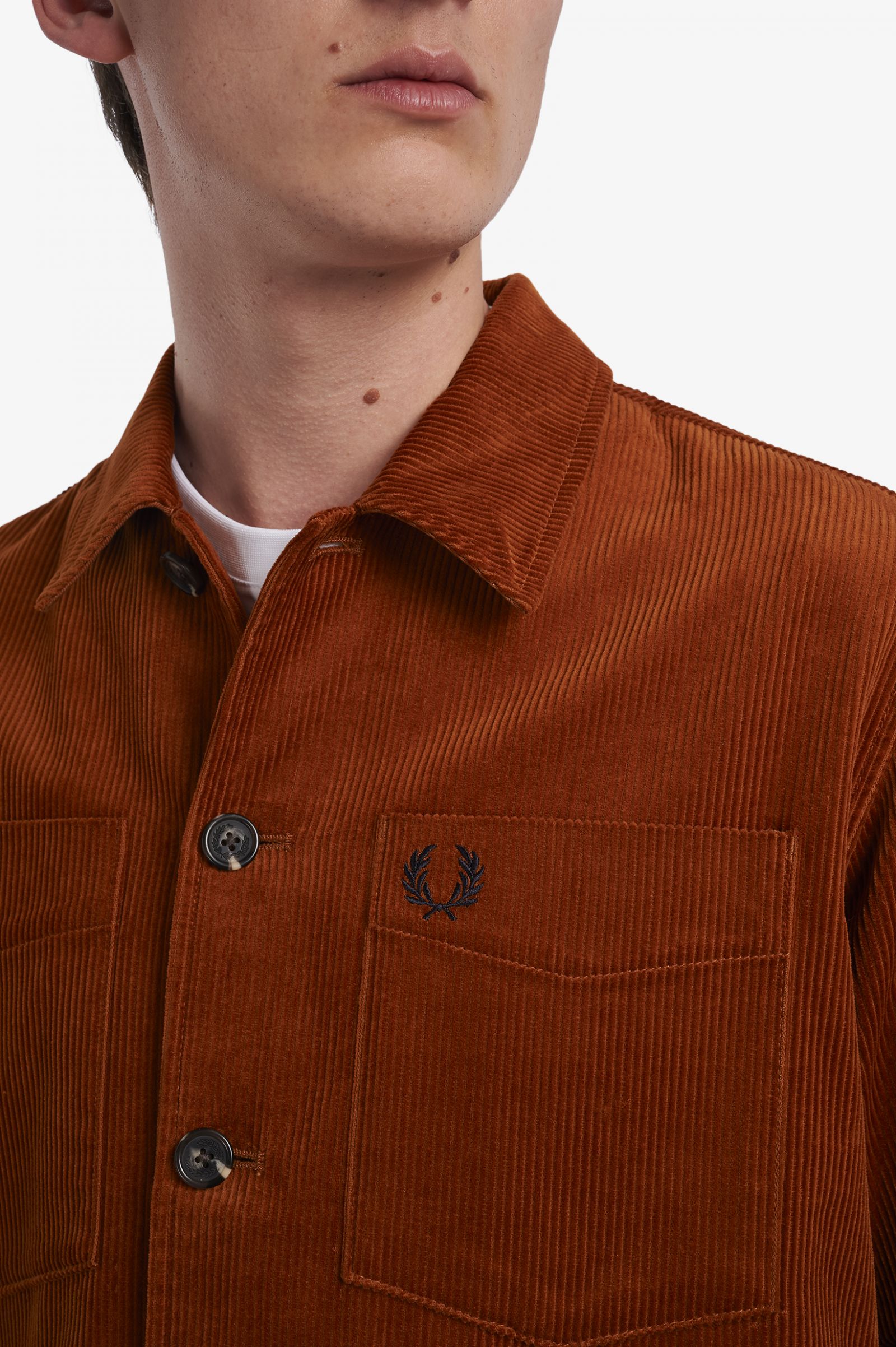 Fred Perry Cord-Hemdjacke Nussbraun