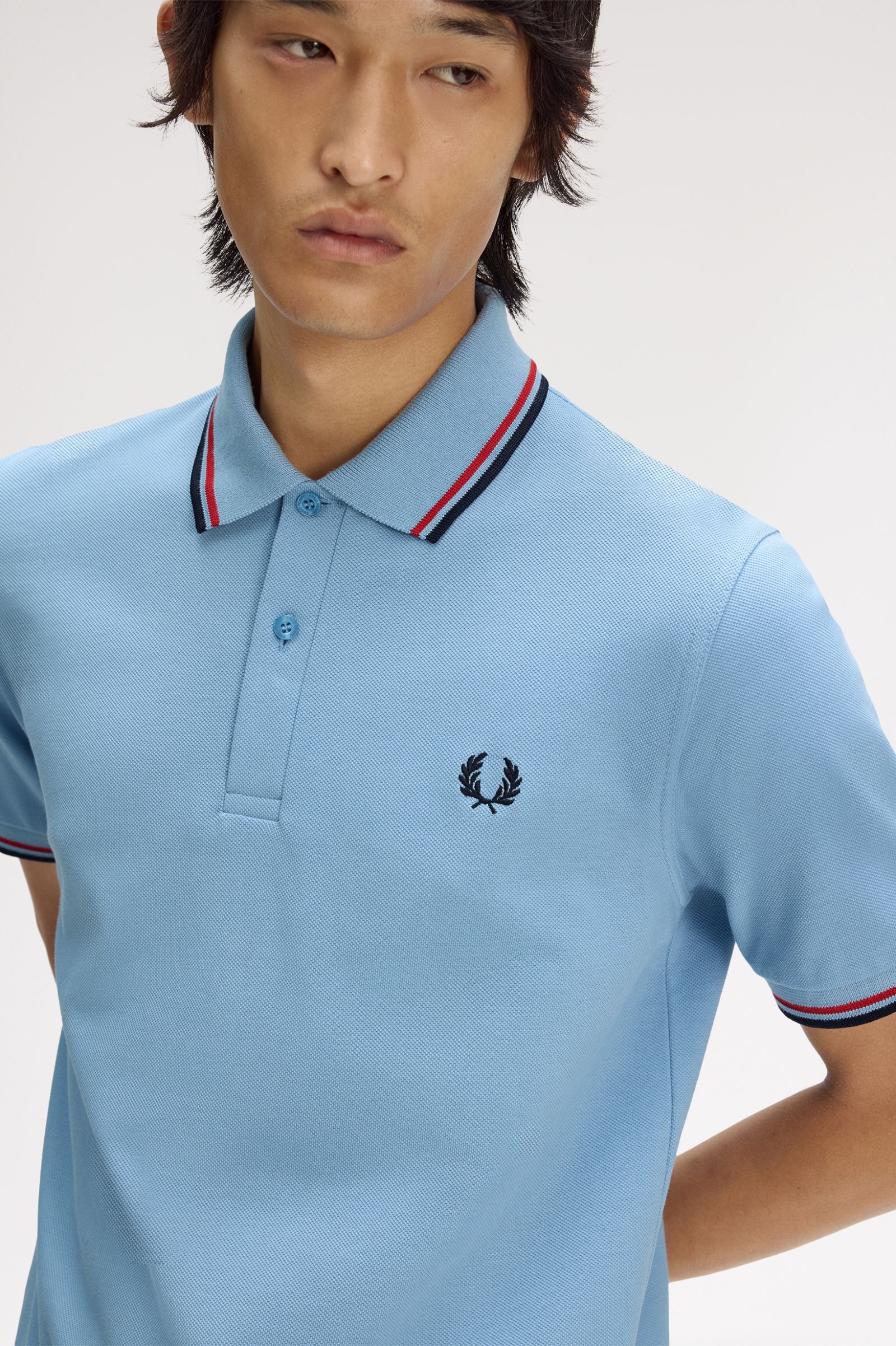 Fred Perry Twin Tipped Polo Shirt (Sky/Red/Navy)