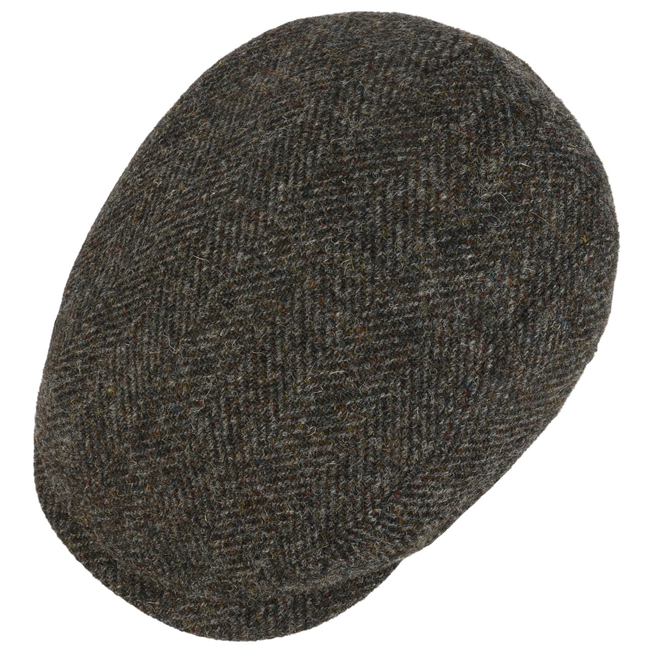 Harris Tweed Driver Flat Cap (Olive-Mottled)