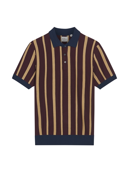 Ben Sherman Raised Stripe Polo (Dark Wine)