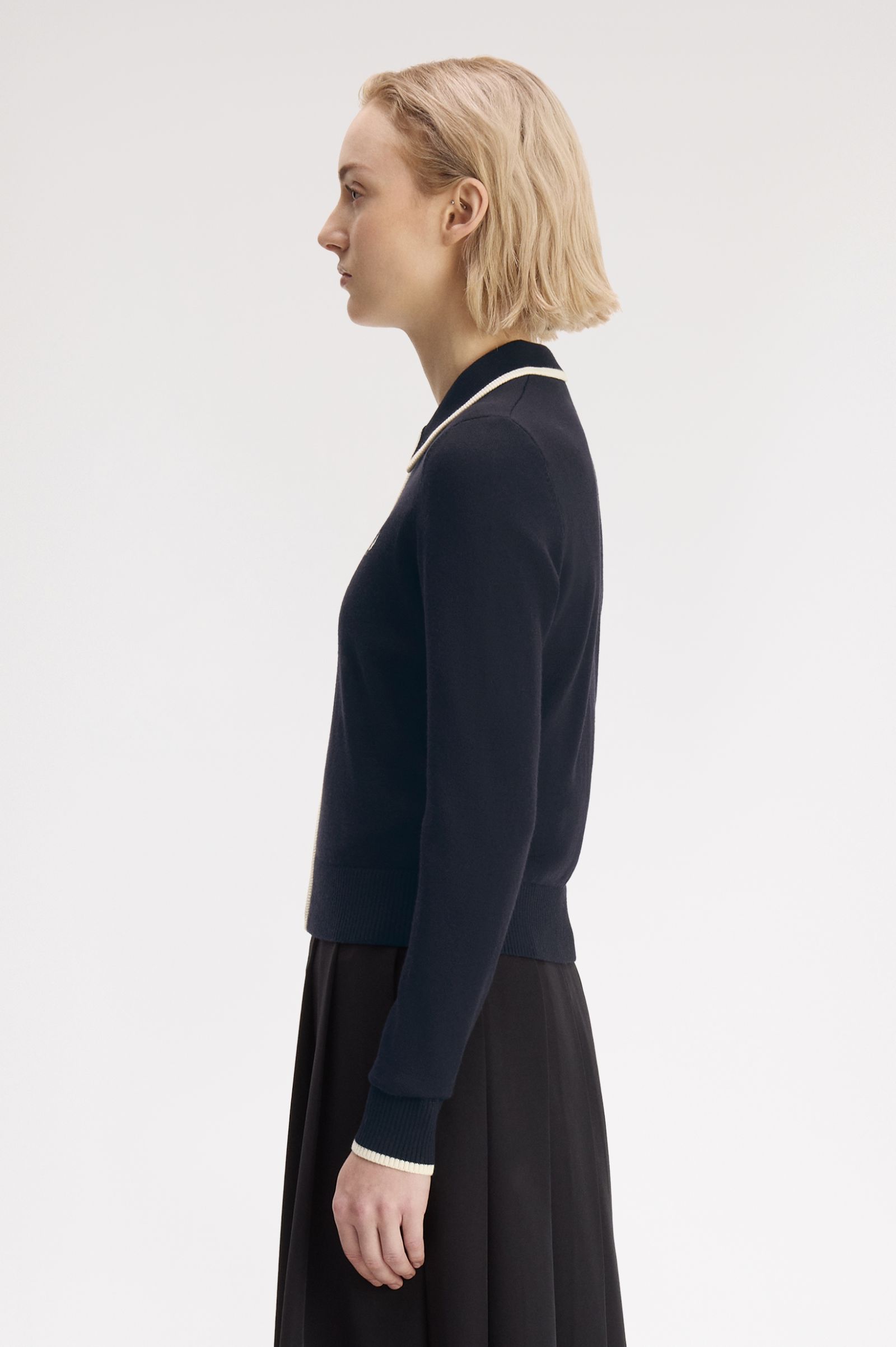 Fred Perry Zip-Through Knitted Shirt (Navy)