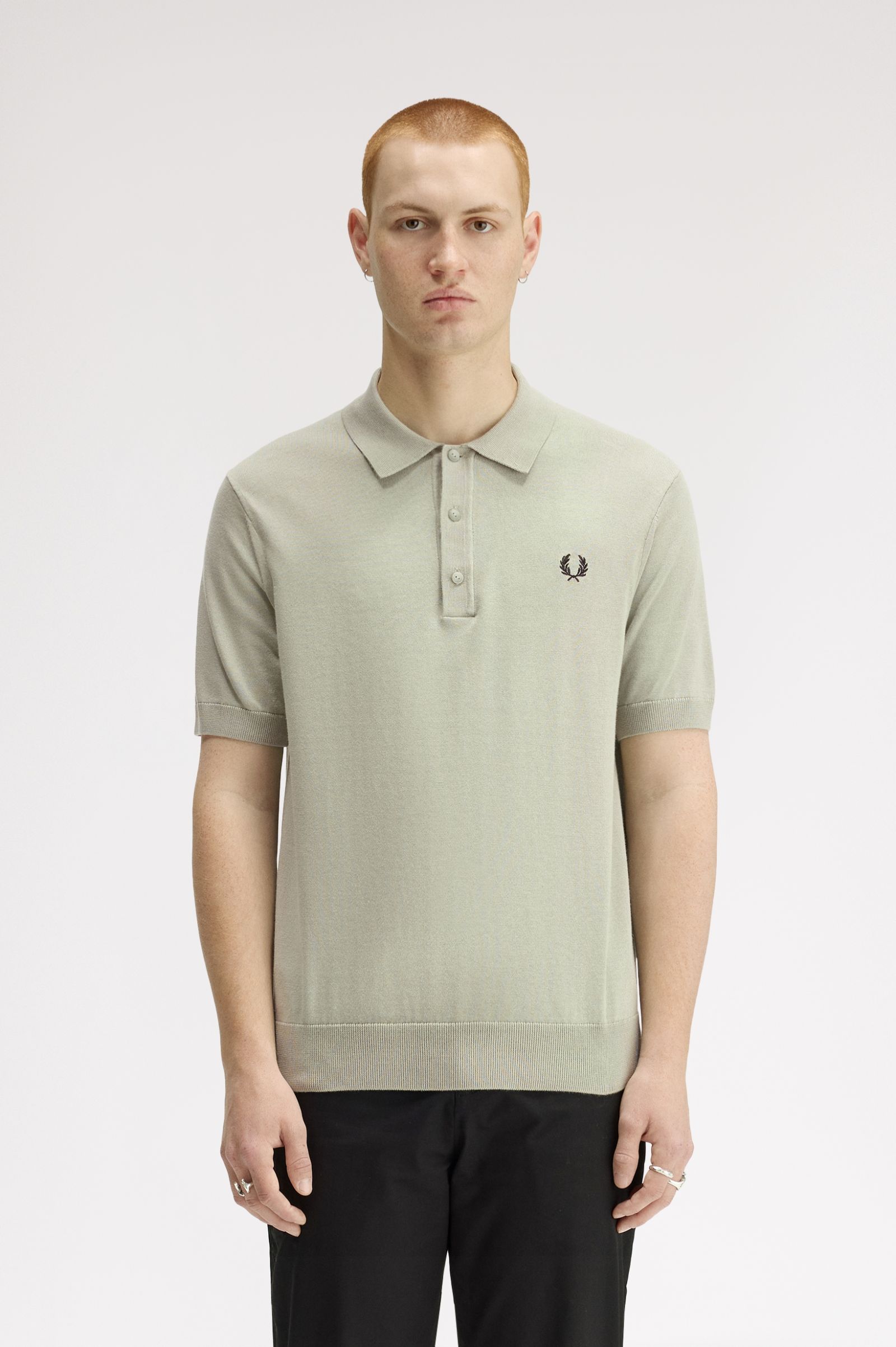 Fred Perry Cotton Knitted Shirt (Seagrass)