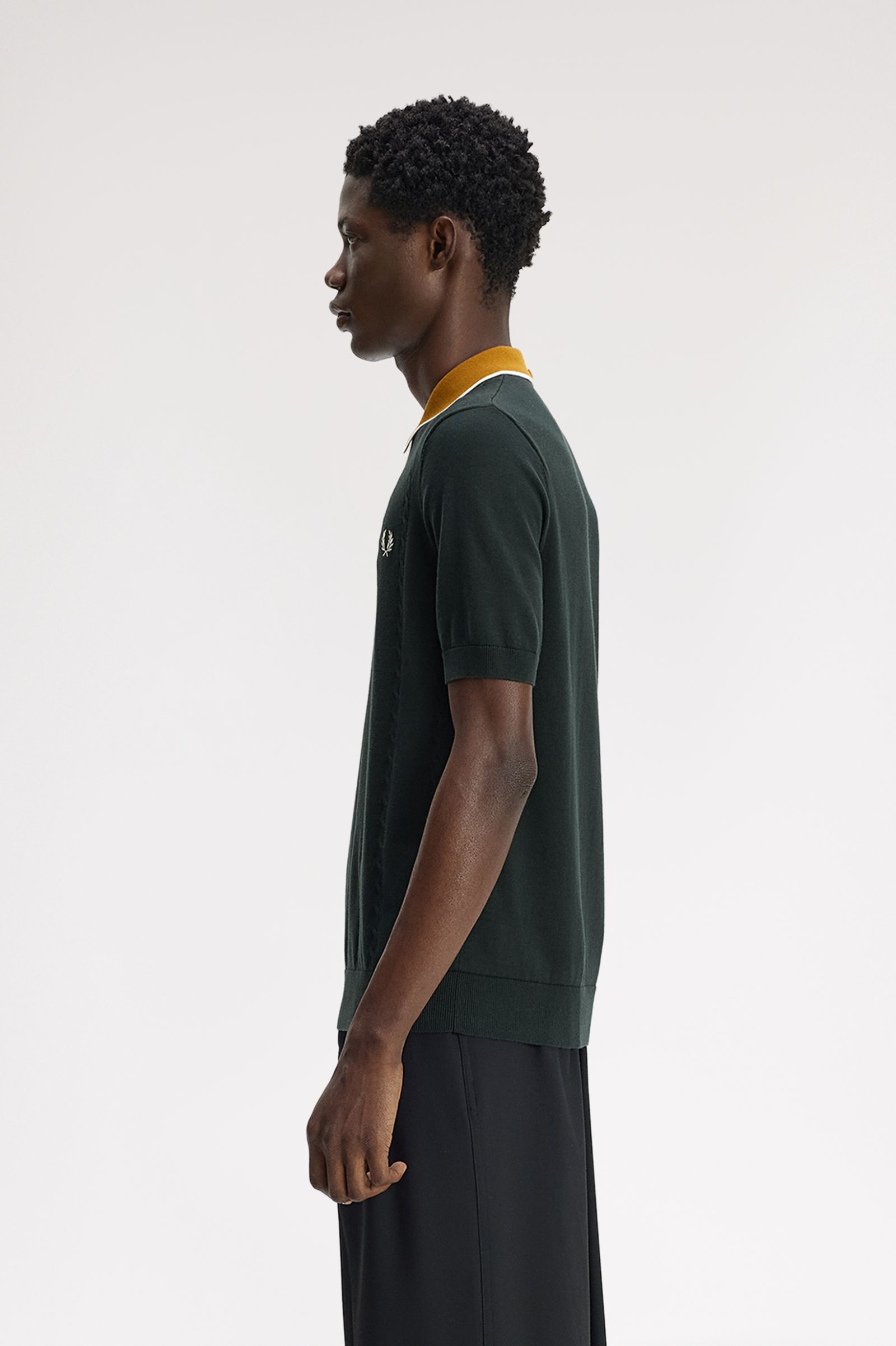 Fred Perry Cable Knitted Shirt (Night Green)