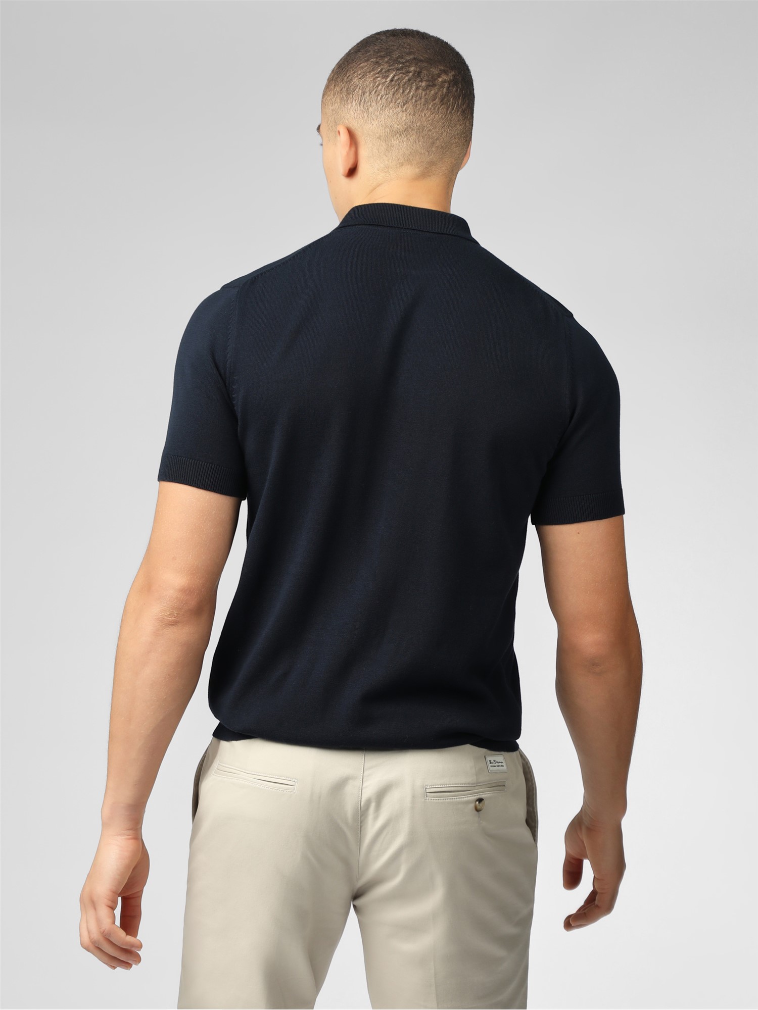 Ben Sherman Signature Knitted Polo Shirt in Dark Navy