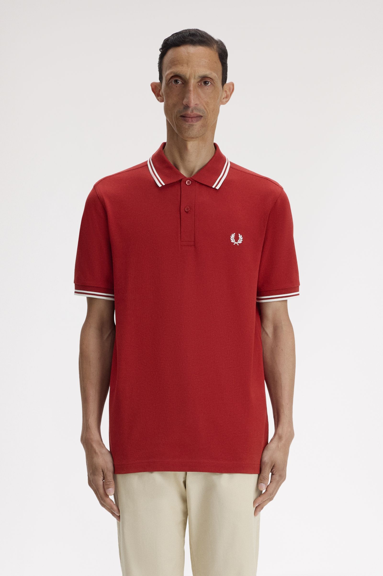 Fred Perry Twin Tipped Polo Shirt (Burnt Red/Snow White)