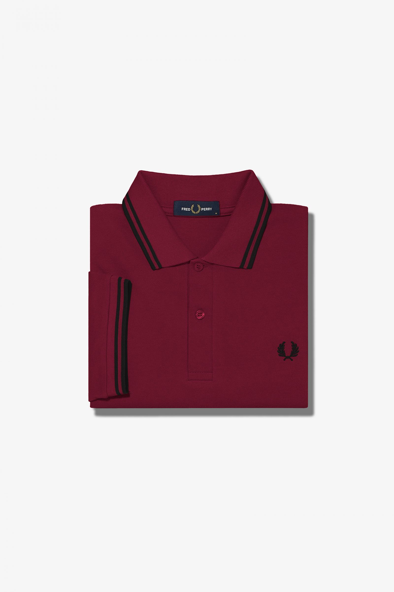 Fred Perry Twin Tipped Herren Polo Shirt in Tawny Port/Schwarz