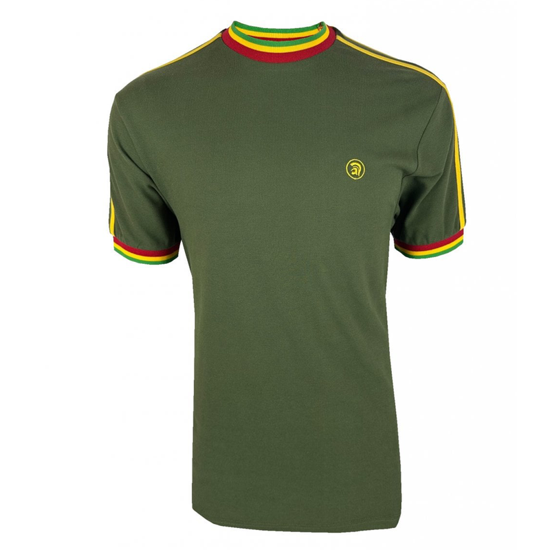 Trojan Twin Stripe Pique Tee TR/8834 in Army